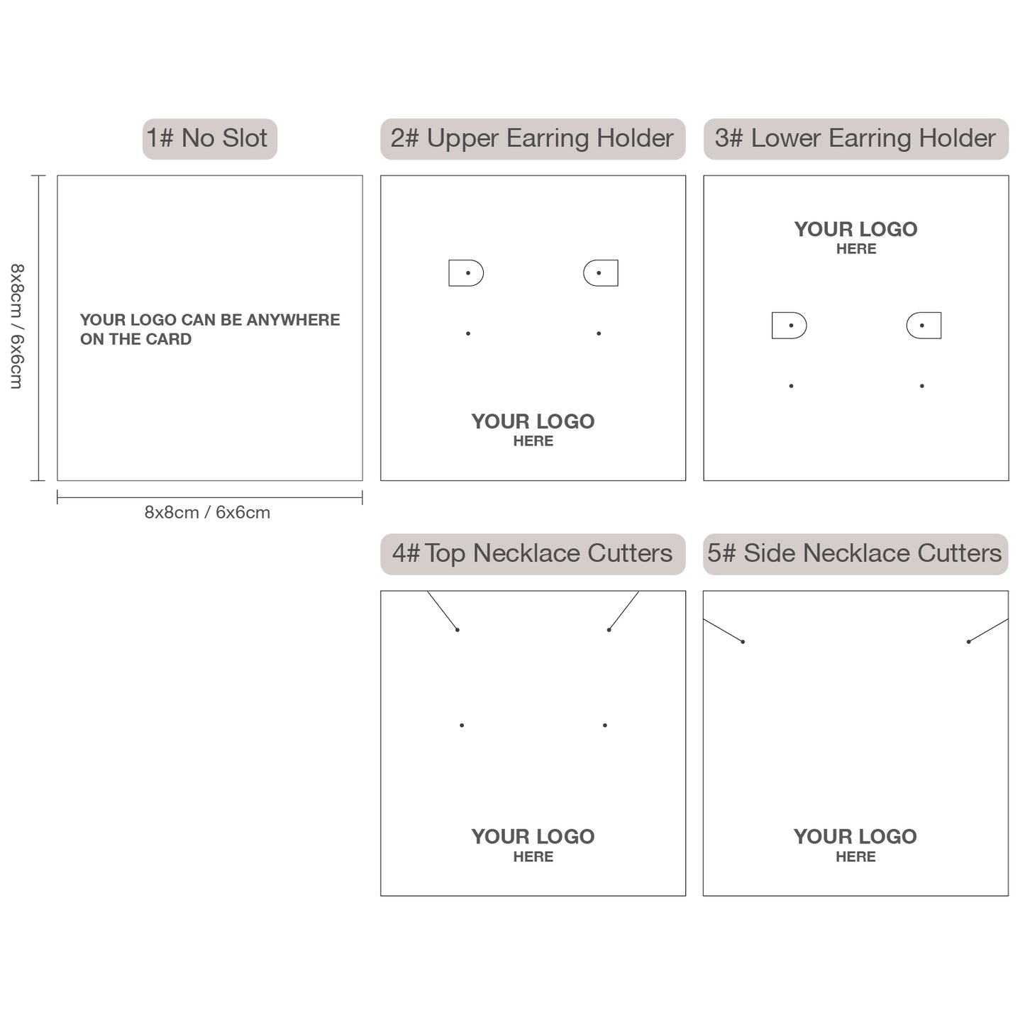 earring holder cards with different color logos imprinted