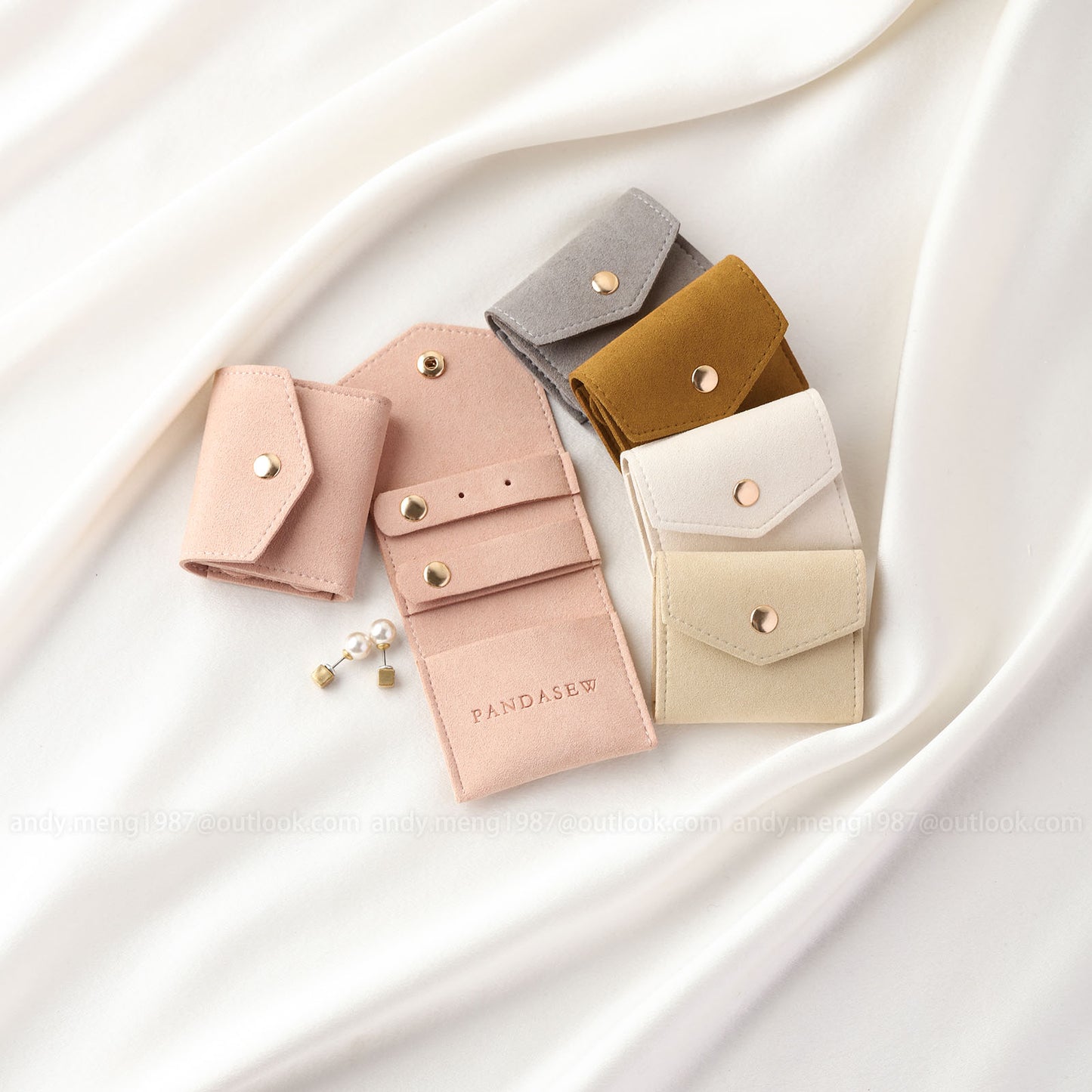 Thick microfiber jewelry travel bag with personalized logo printing, mini jewelry pouch