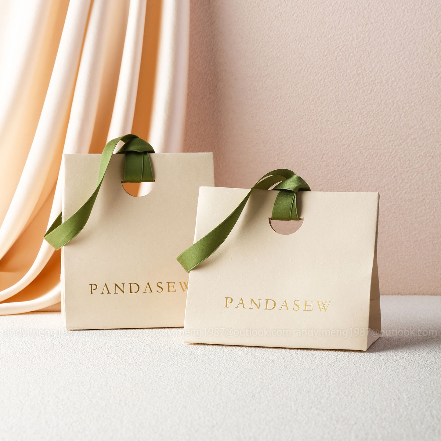 5x3x6 inches Paper bag with Logo Custom gift bag with movable Ribbon wedding bag thank you bags