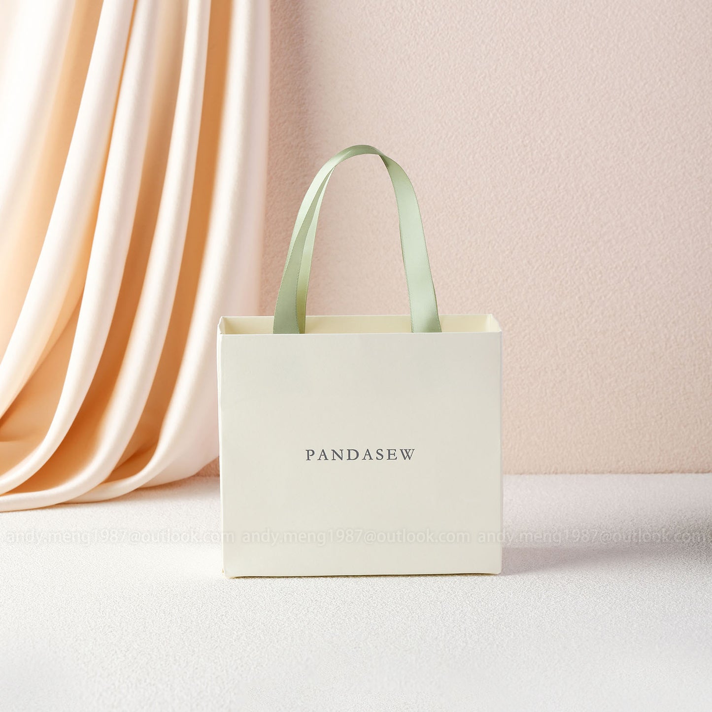 cream white paper bag with custom logo