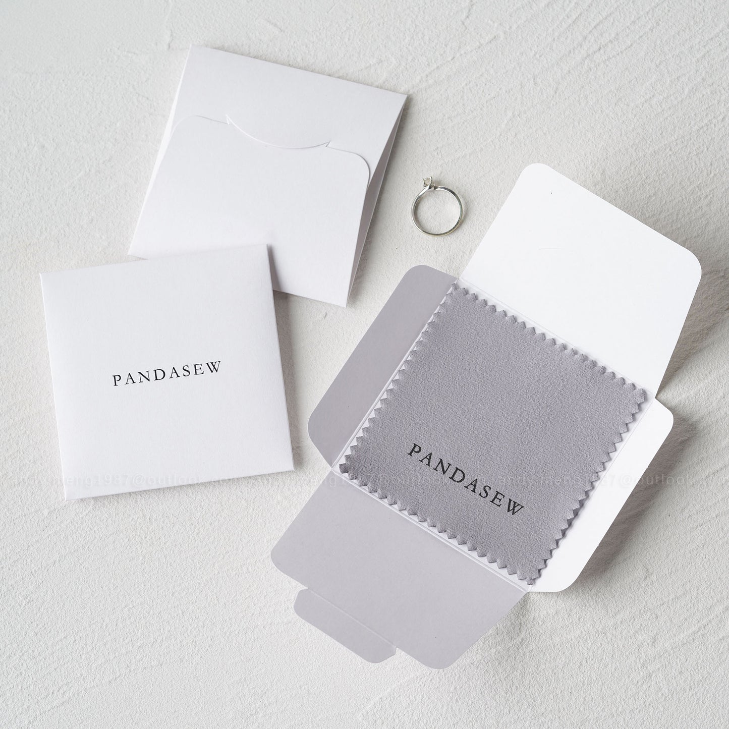 Pandasew white paper case with polishing cloth set, treated polishing cloth to clean jewelry