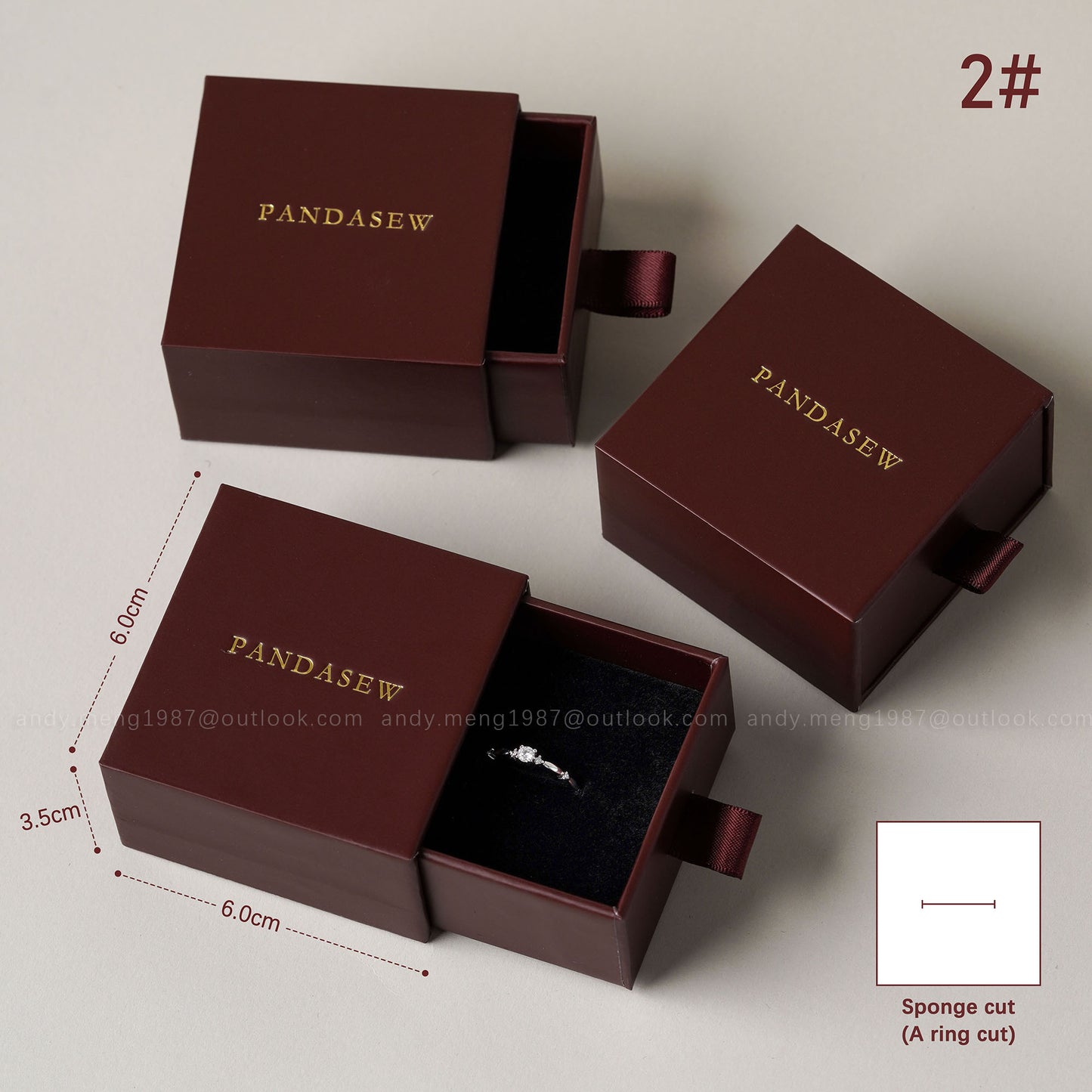 burgundy ring box high-ended jewelry box deboss logo