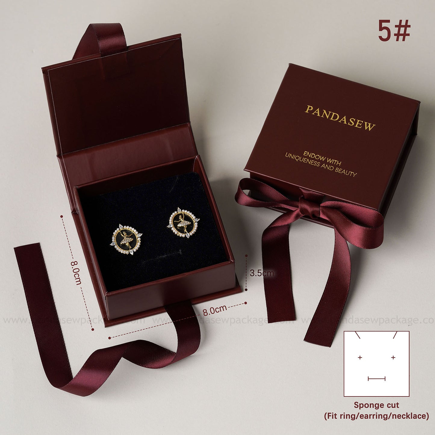 burgundy ring/necklace/earrings box high-ended jewelry box