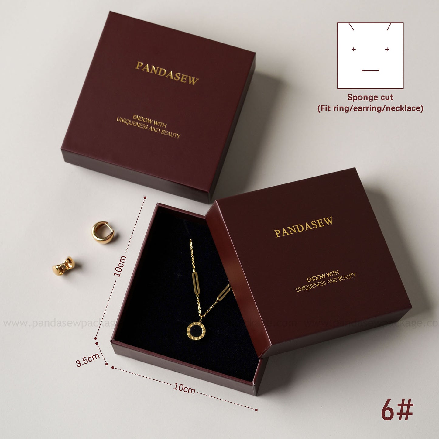 burgundy ring/necklace/earrings box high-ended jewelry box