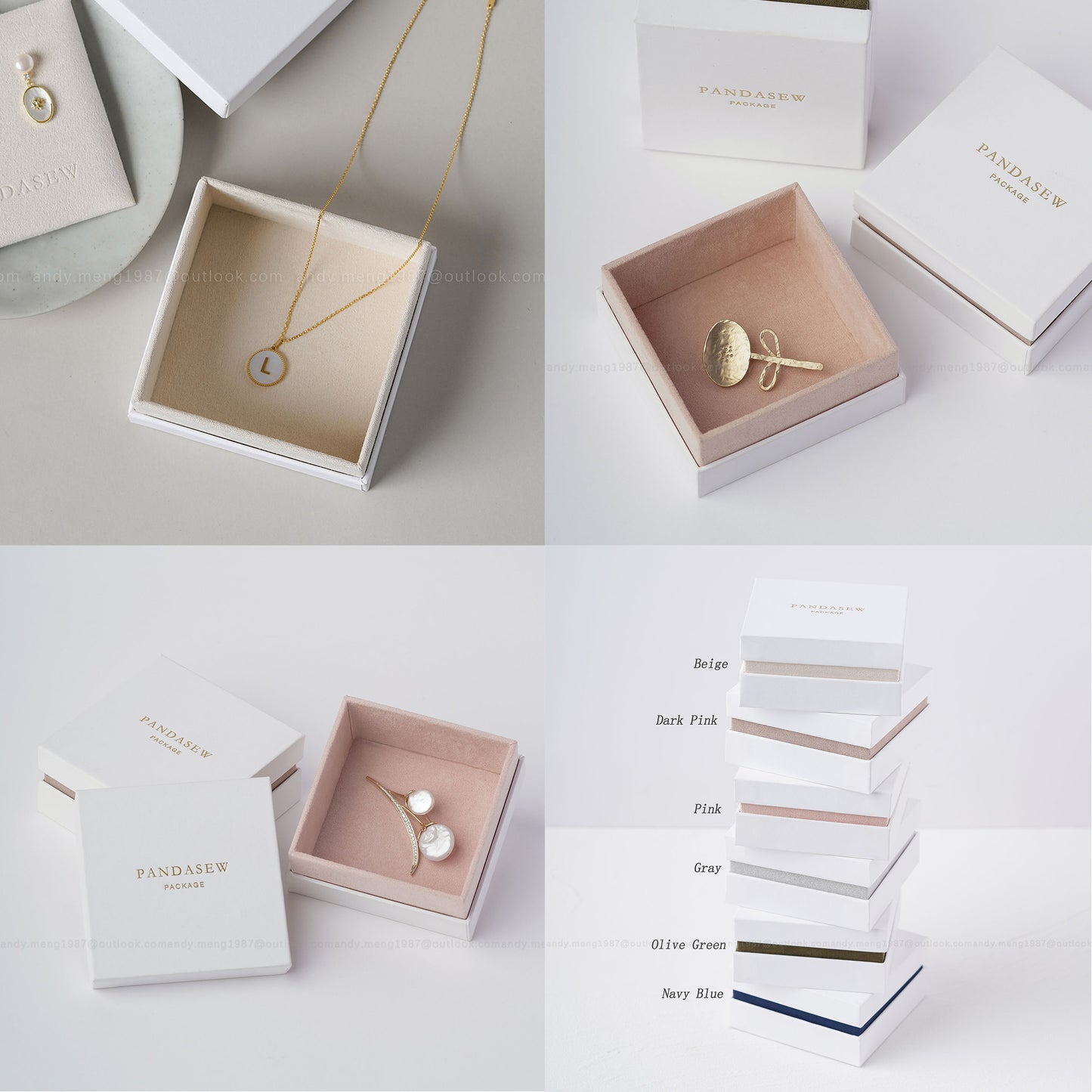 Pandasew jewelry box jewelry packaging custom logo velvet covered box