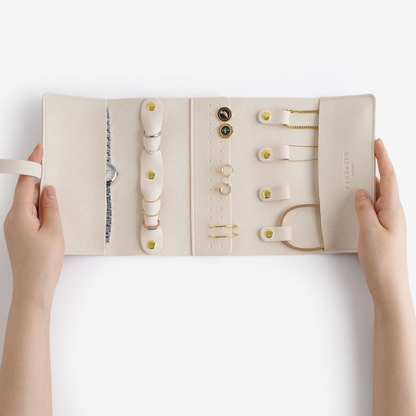 Ivory color custom jewelry pouch