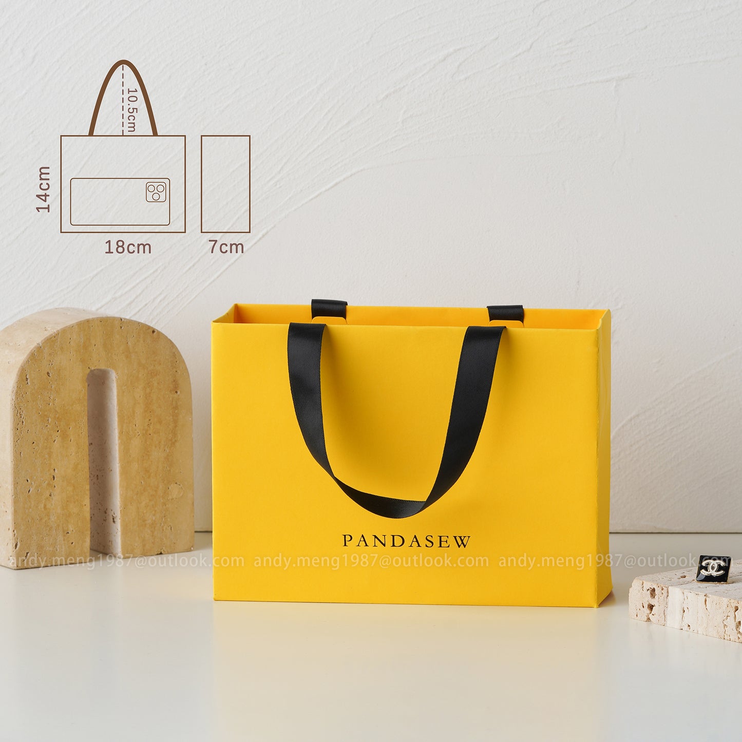 yellow paper party bags, jewelry packaging with a custom logo