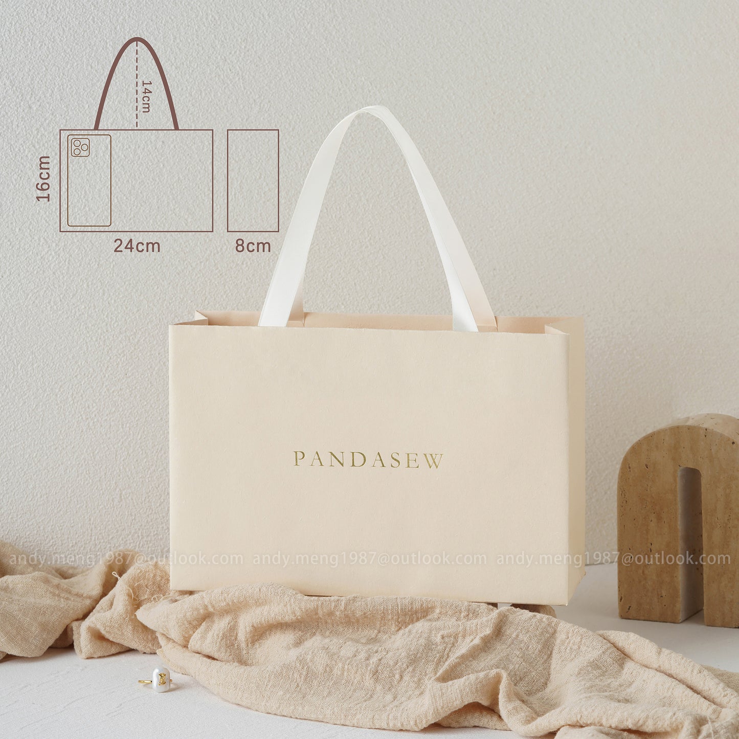 midle size beautiful paper bags beige color