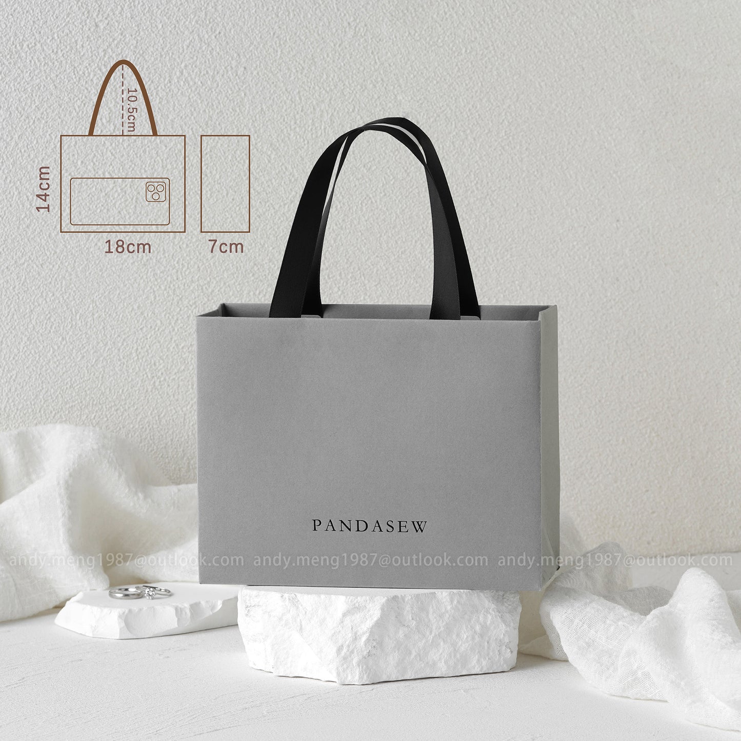 gray small paper bags 14x18cm