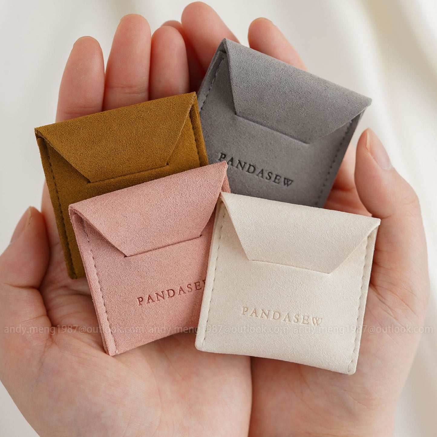 brown/grey/pink/ivory color buckle pouches for small jewelry, size customized pouches