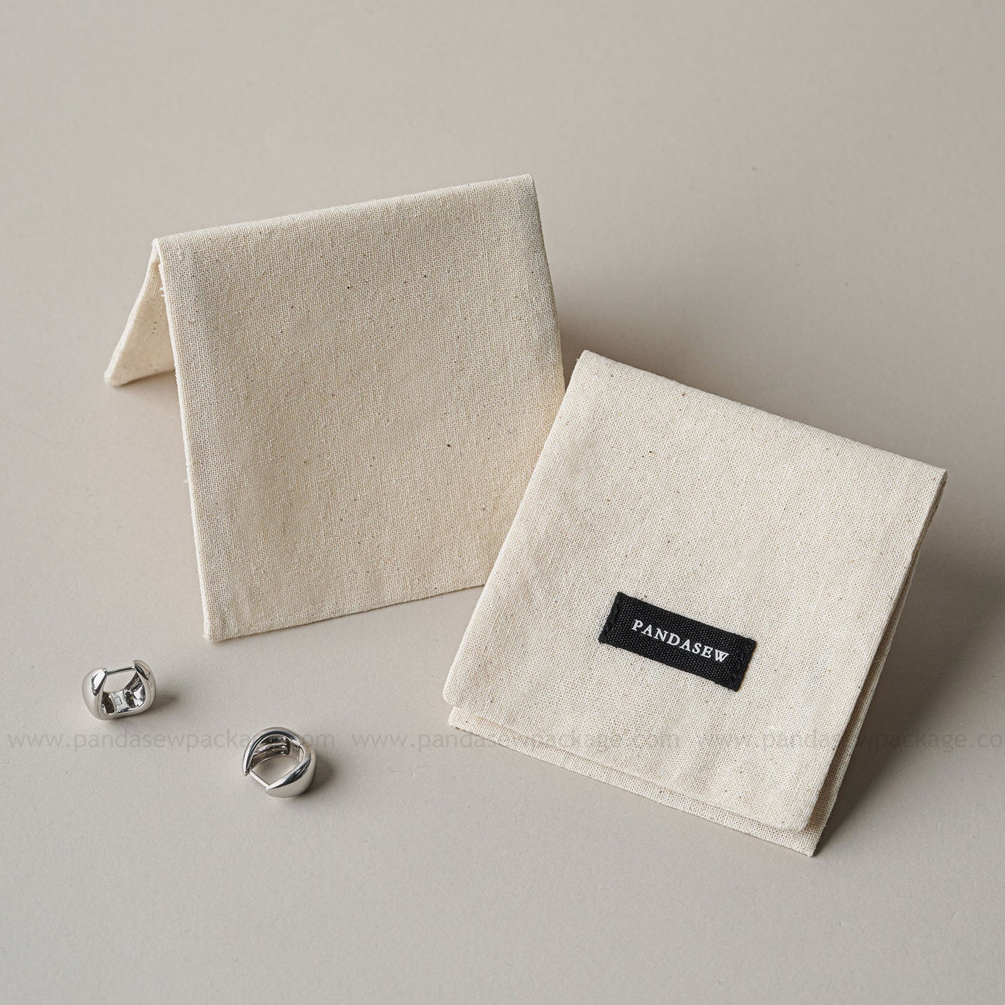 Soft Natural Cotton Storage Pouches, Stylish Option for Holding silver Earrings and Other Delicate Jewellery