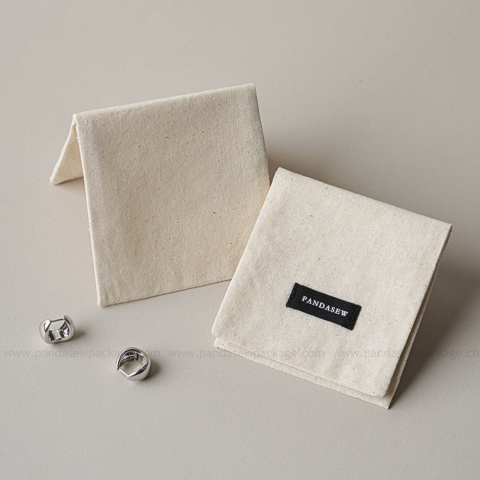 Soft Natural Cotton Storage Pouches, Stylish Option for Holding silver Earrings and Other Delicate Jewellery