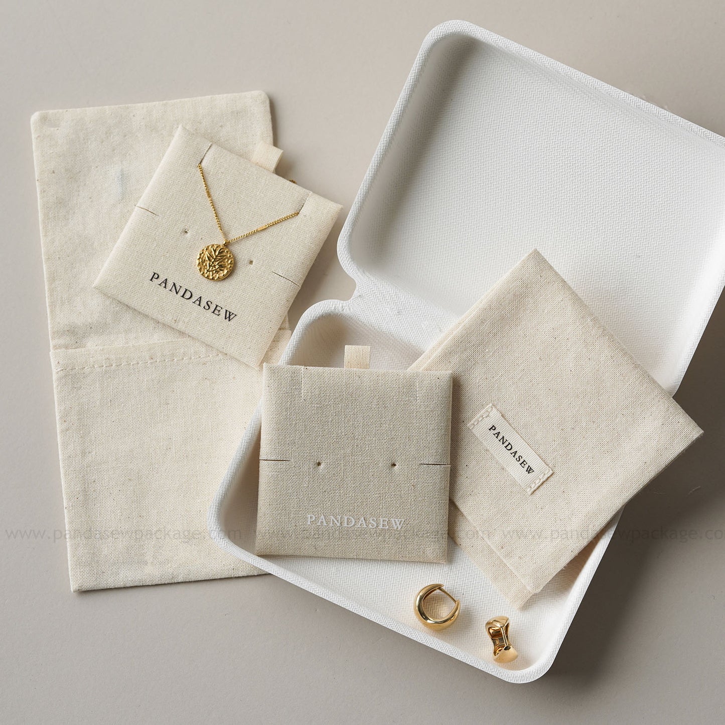 necklace and earrings insert pad with flap bag set, customized jewellery box with bag set