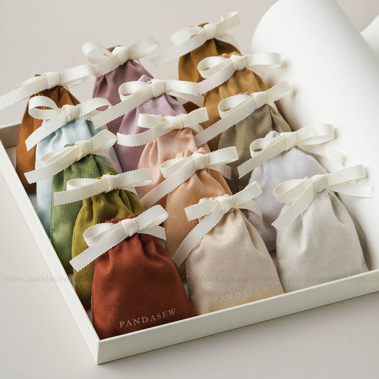 Pandasew versatile small gift pouches with elegant ribbon and printed logo