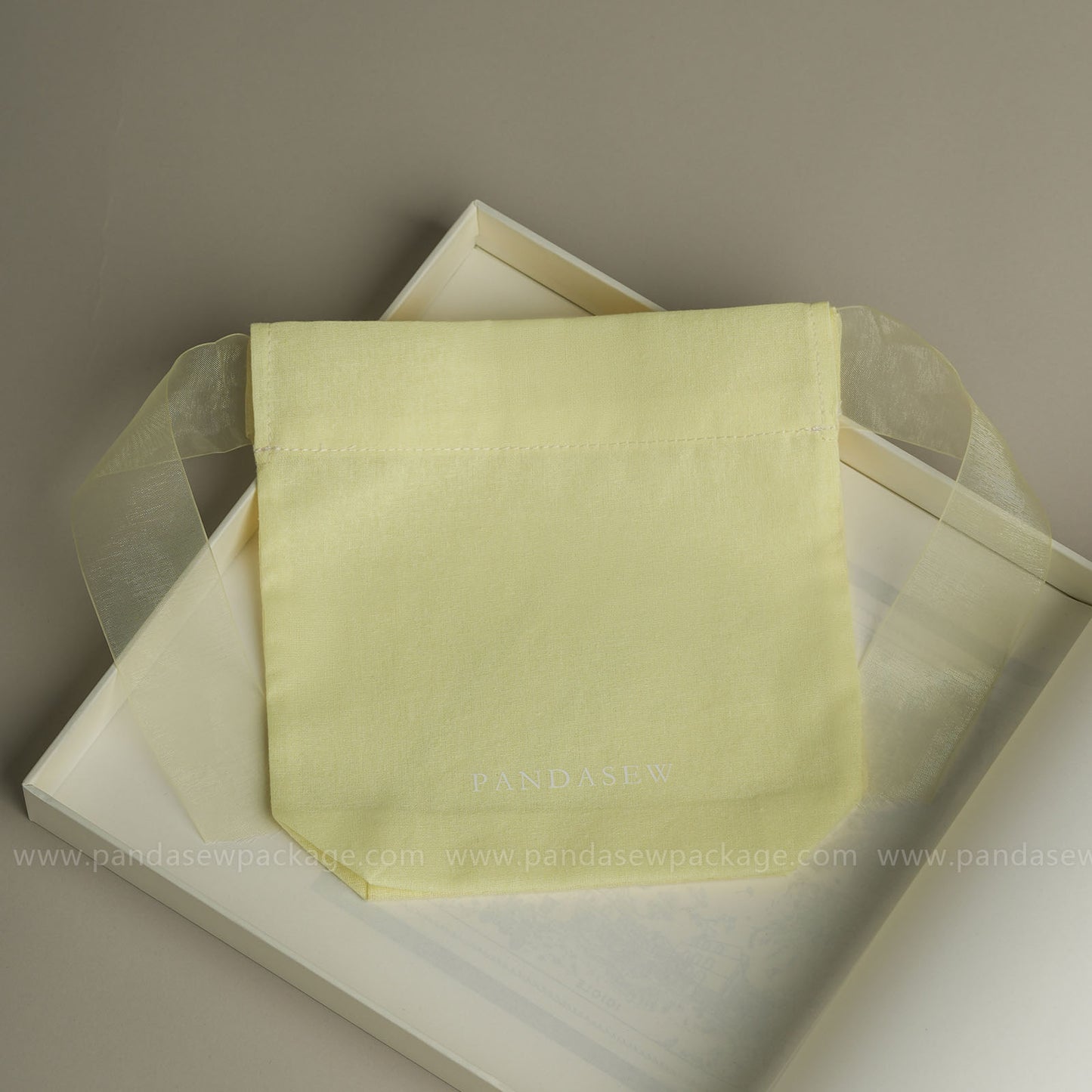 light yellow jewelry Pouch print logo, customized chic gift bag