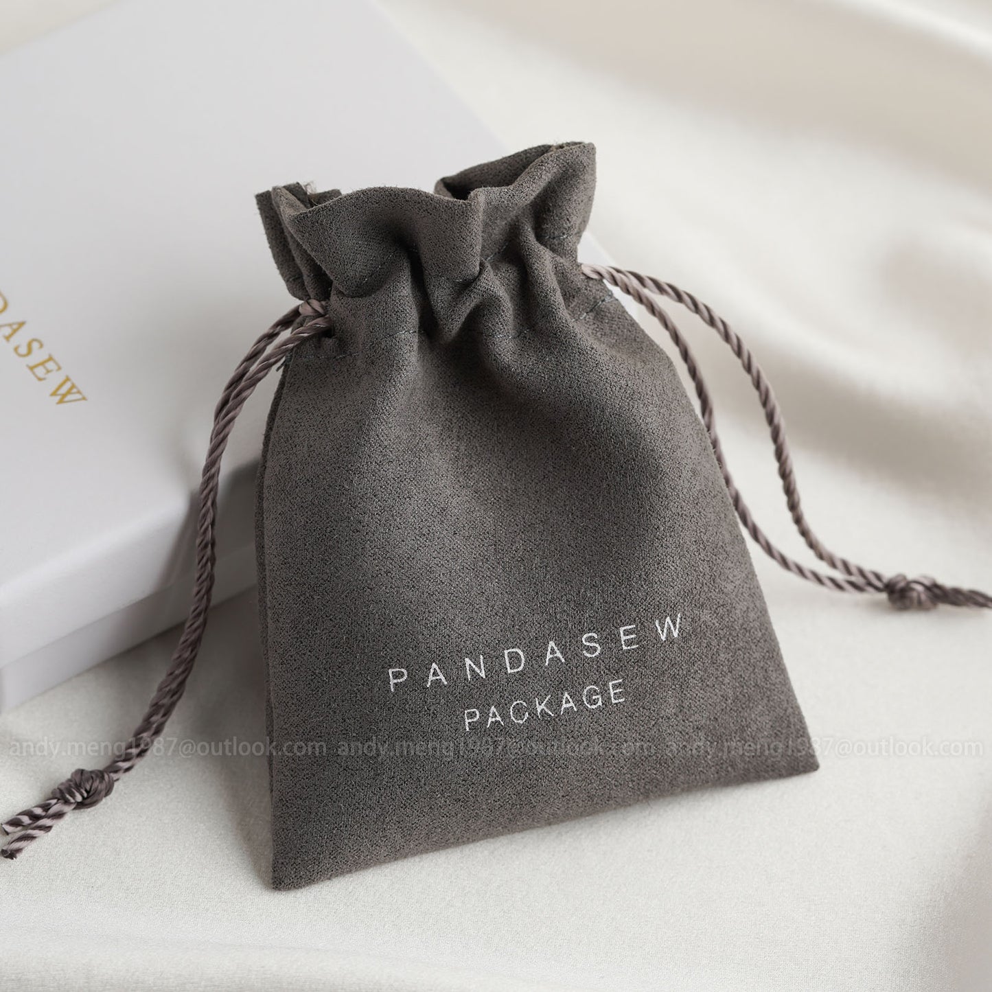 Dark gray pouch, Jewelry Pouch with logo