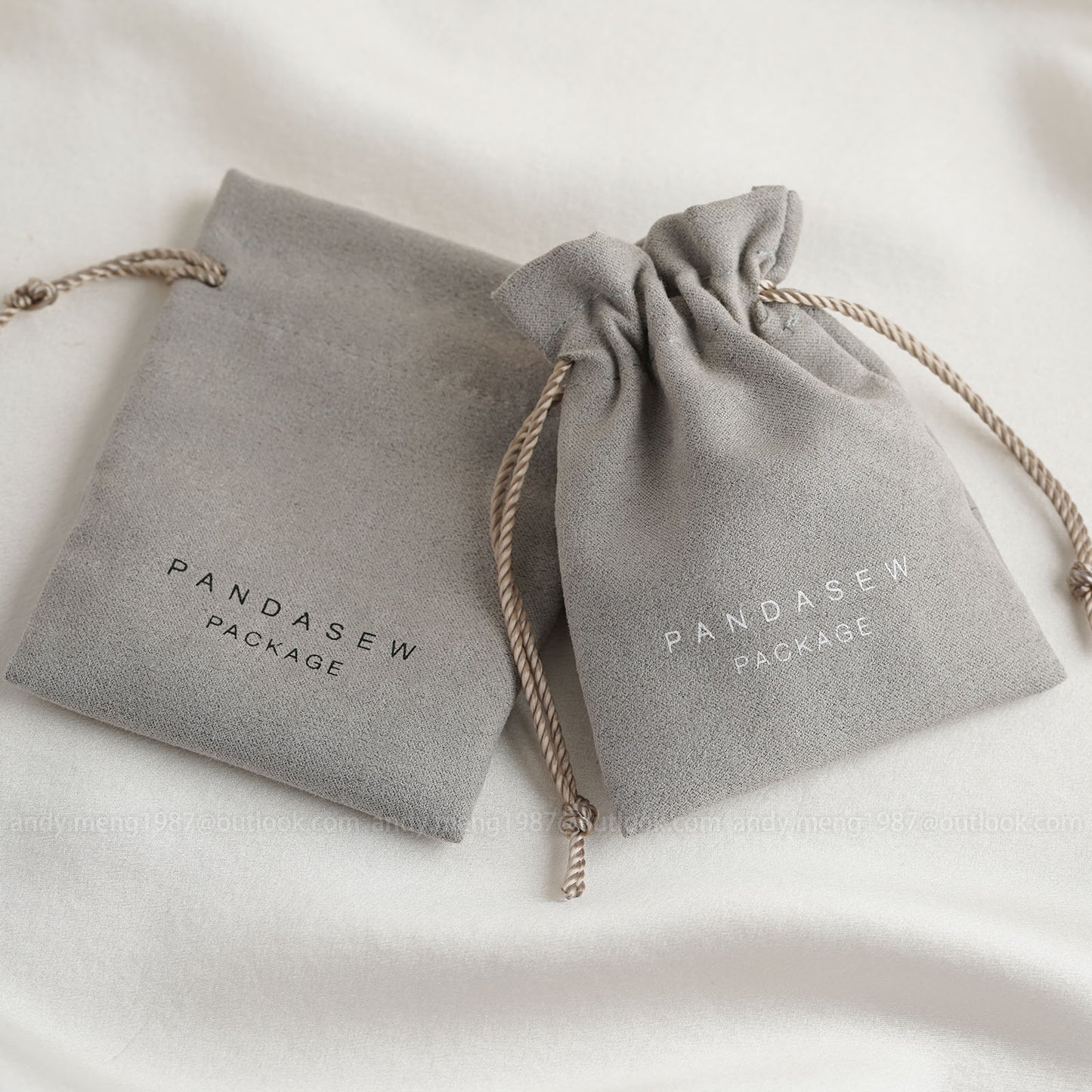 Light gray pouch, Jewelry Pouch with logo