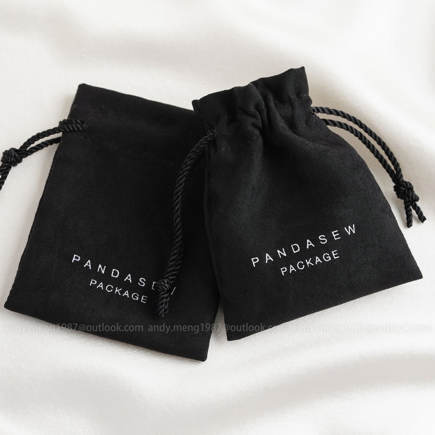 100pcs Suede Drawstring Bag Pandasew Custom Logo Dusty Bags Shoes Package Custom Jewellery Packging Bags Wholesale SUE-170