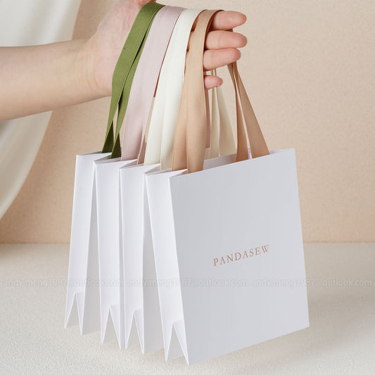 5x3x6 inches Paper bag custom jewelry package bag with bow & Logo personalized logo mini shopping Paper Bag