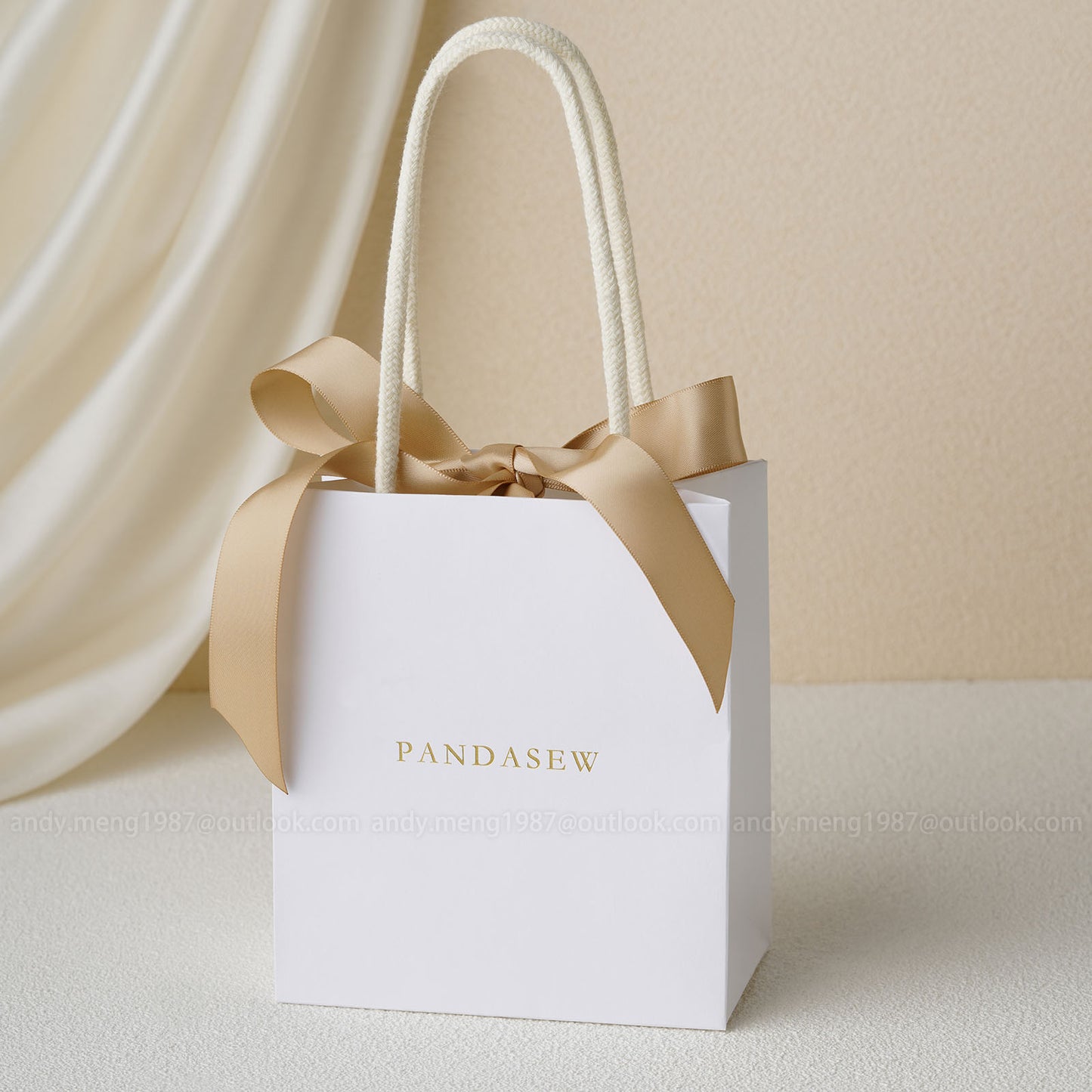 small Paper bag with tote and bowtie, custom brand logo