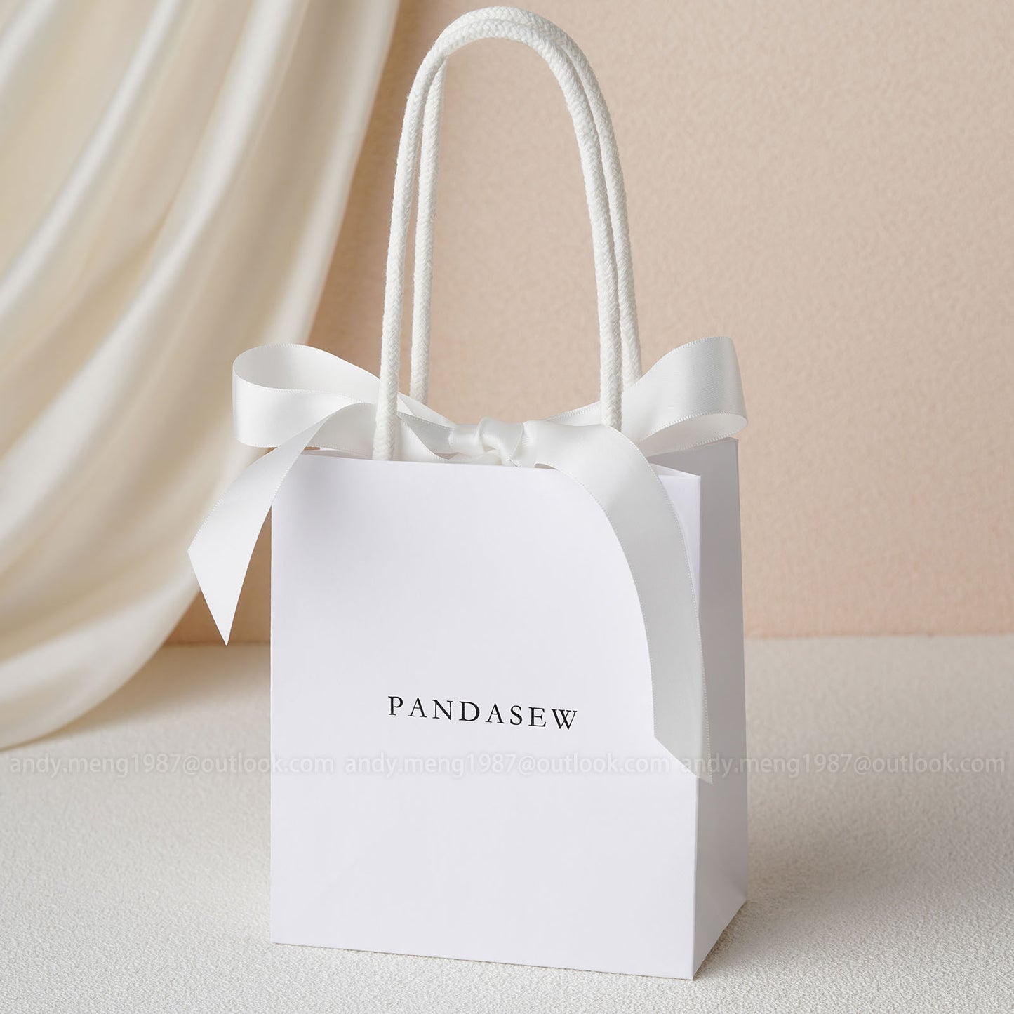 small Paper bag with tote and bowtie, custom brand logo