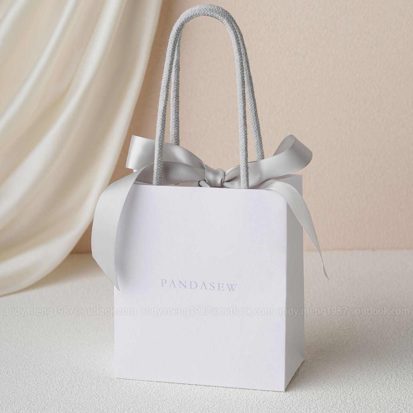 small Paper bag with tote and bowtie, custom brand logo