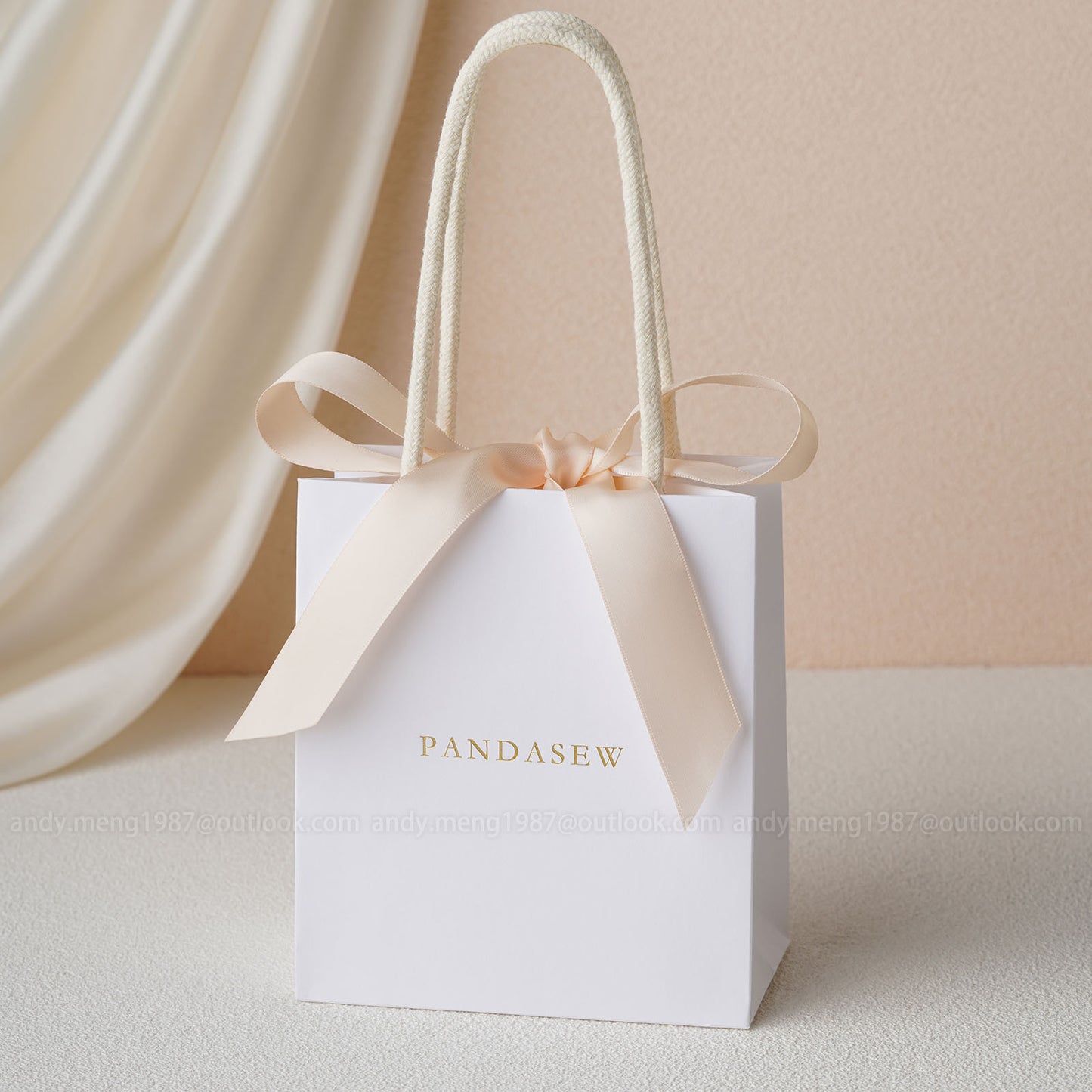 small Paper bag with tote and bowtie, custom brand logo