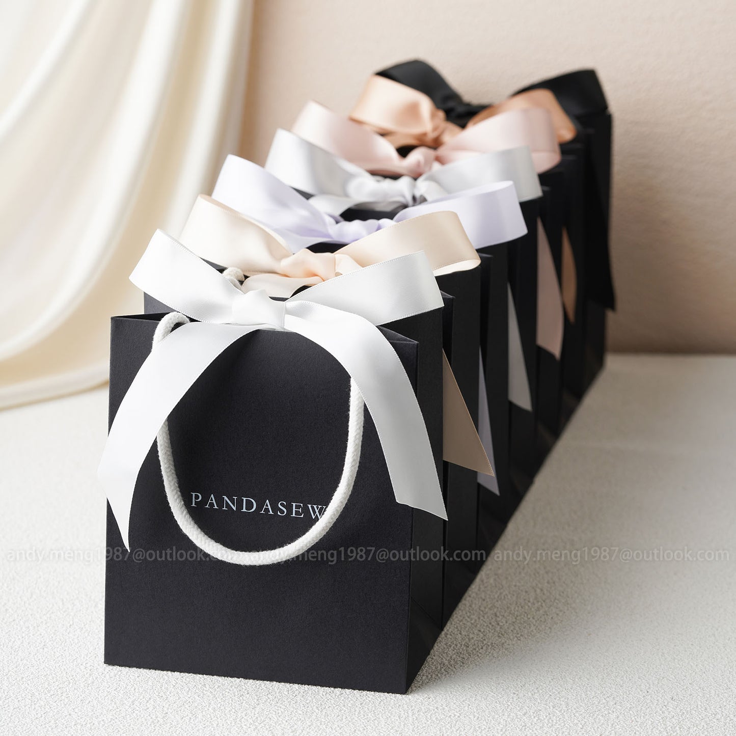 5x3x6 inches Paper bag custom jewelry package bag with Logo personalized logo Paper gift Bag Black