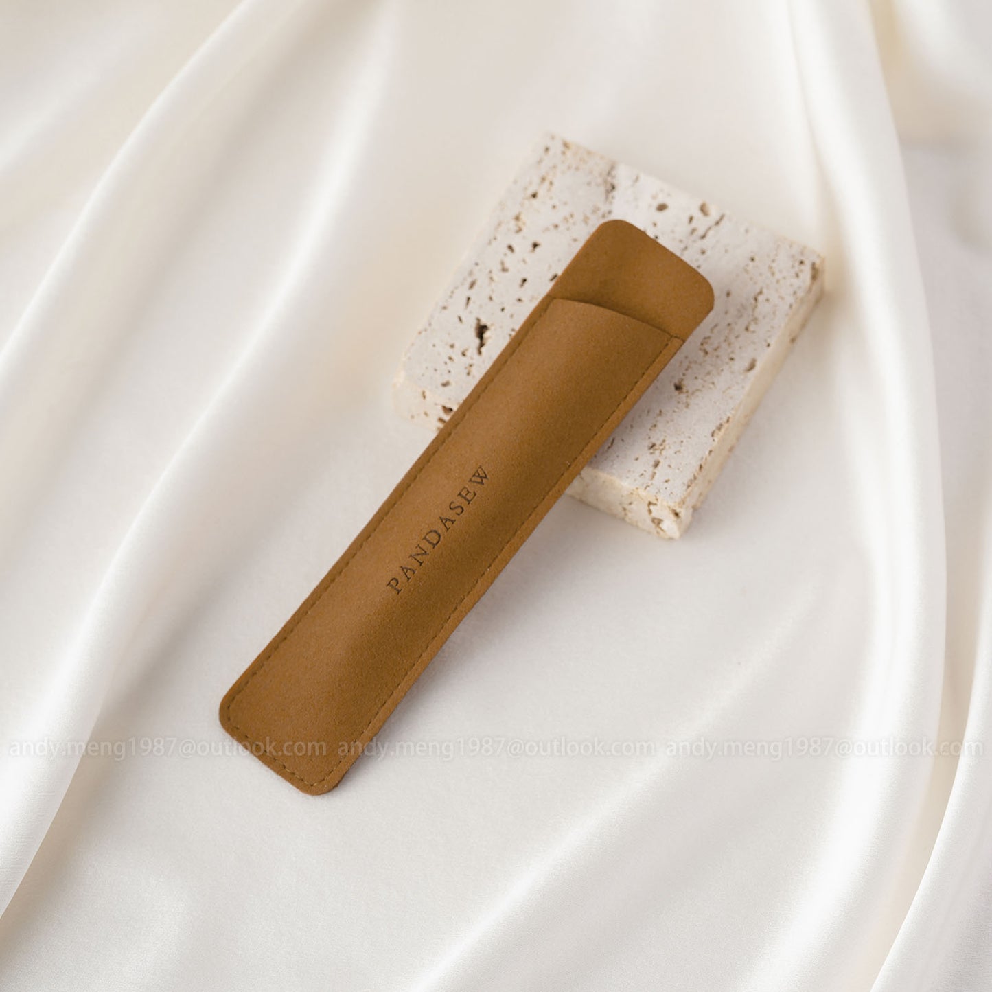 brown color pen pouch with belt style