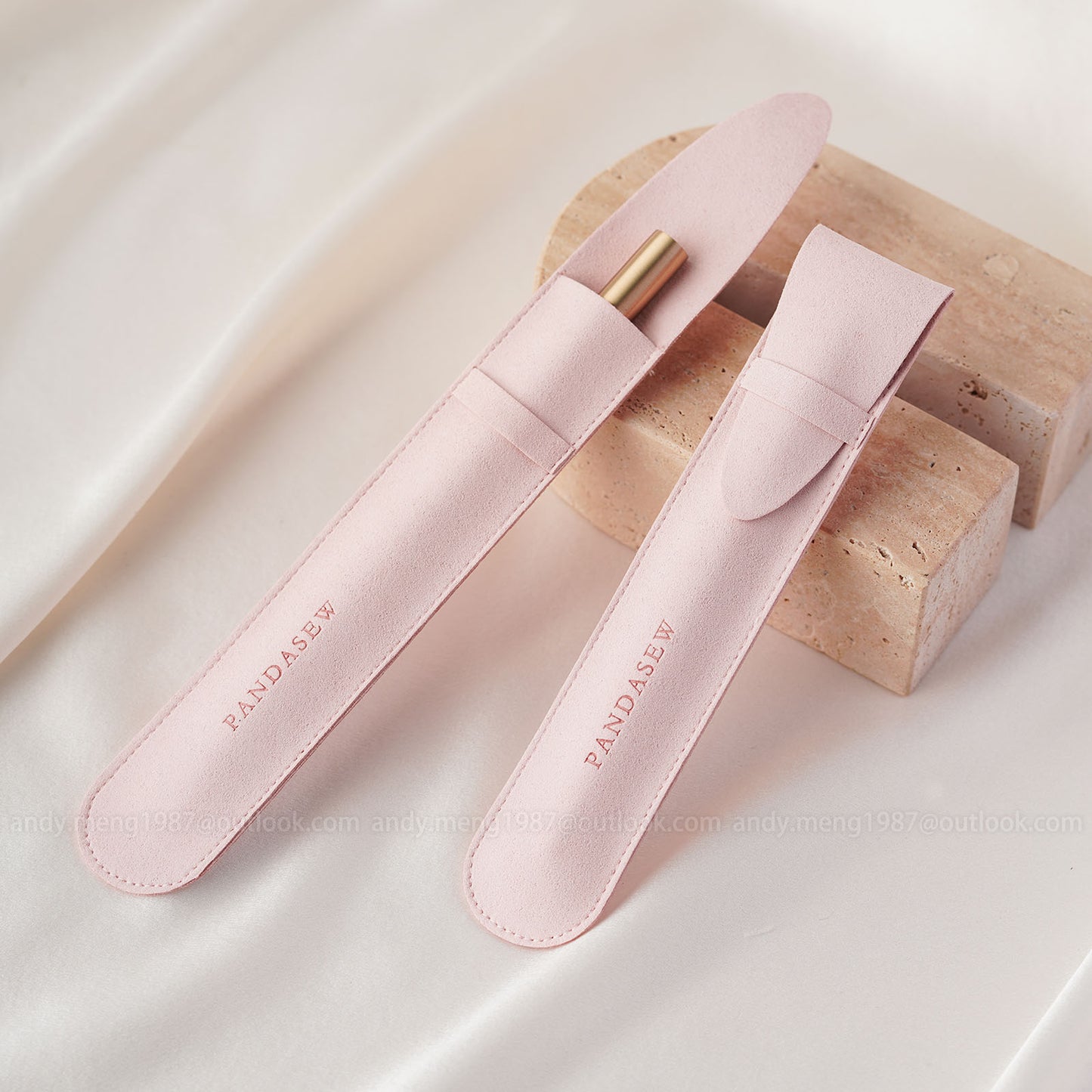 pink color pen sleeve, makeup brush case