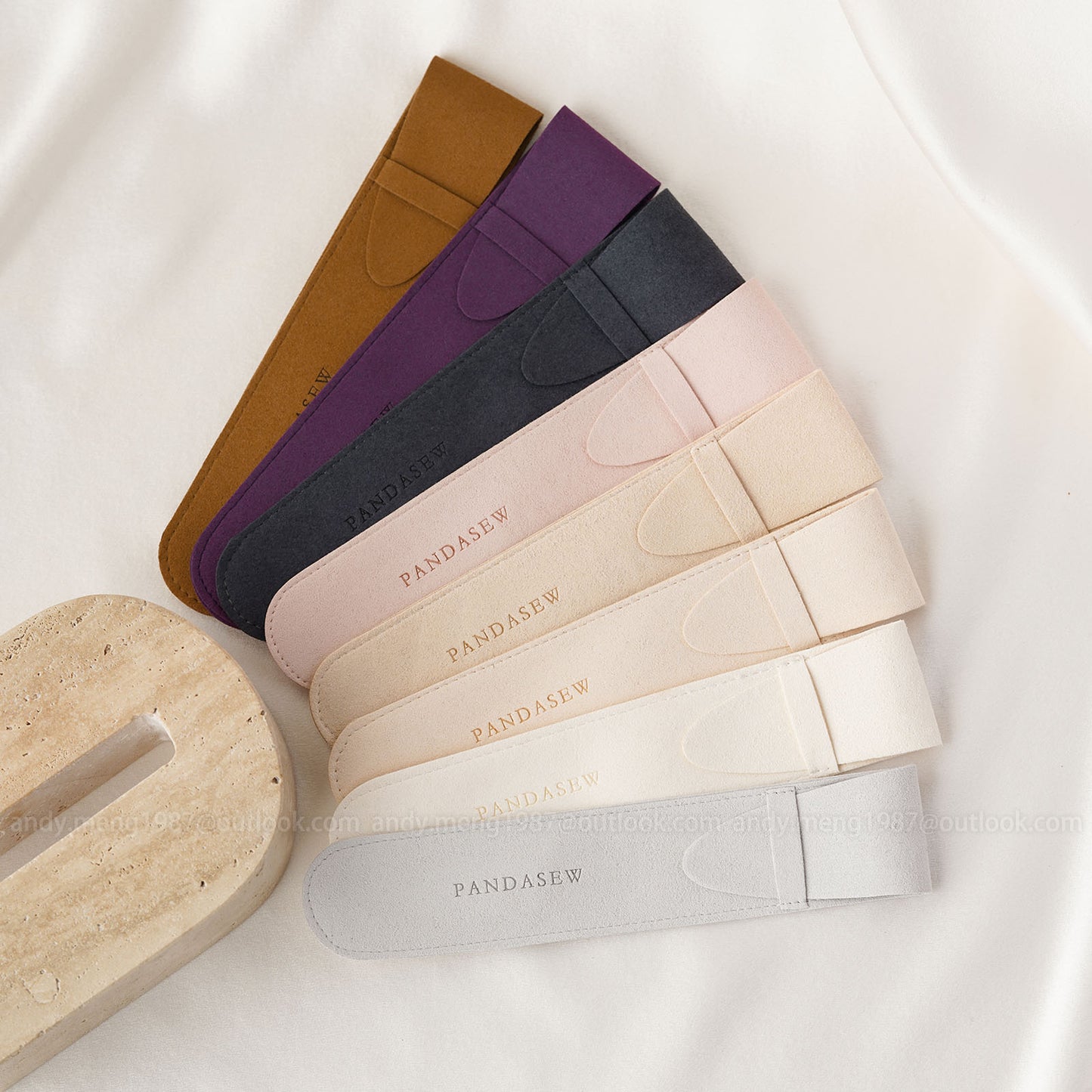 eight colors to choose for the flap pen cases, the thicker microfiber pen sleeve with banner