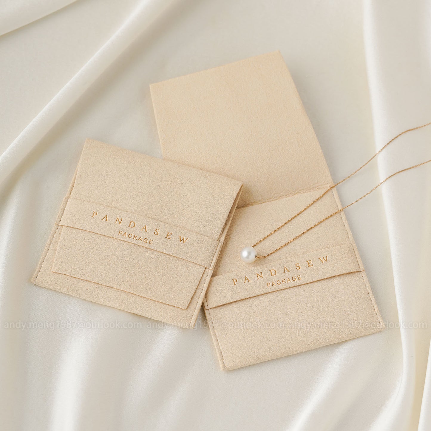 beige microfiber belt flap pouch