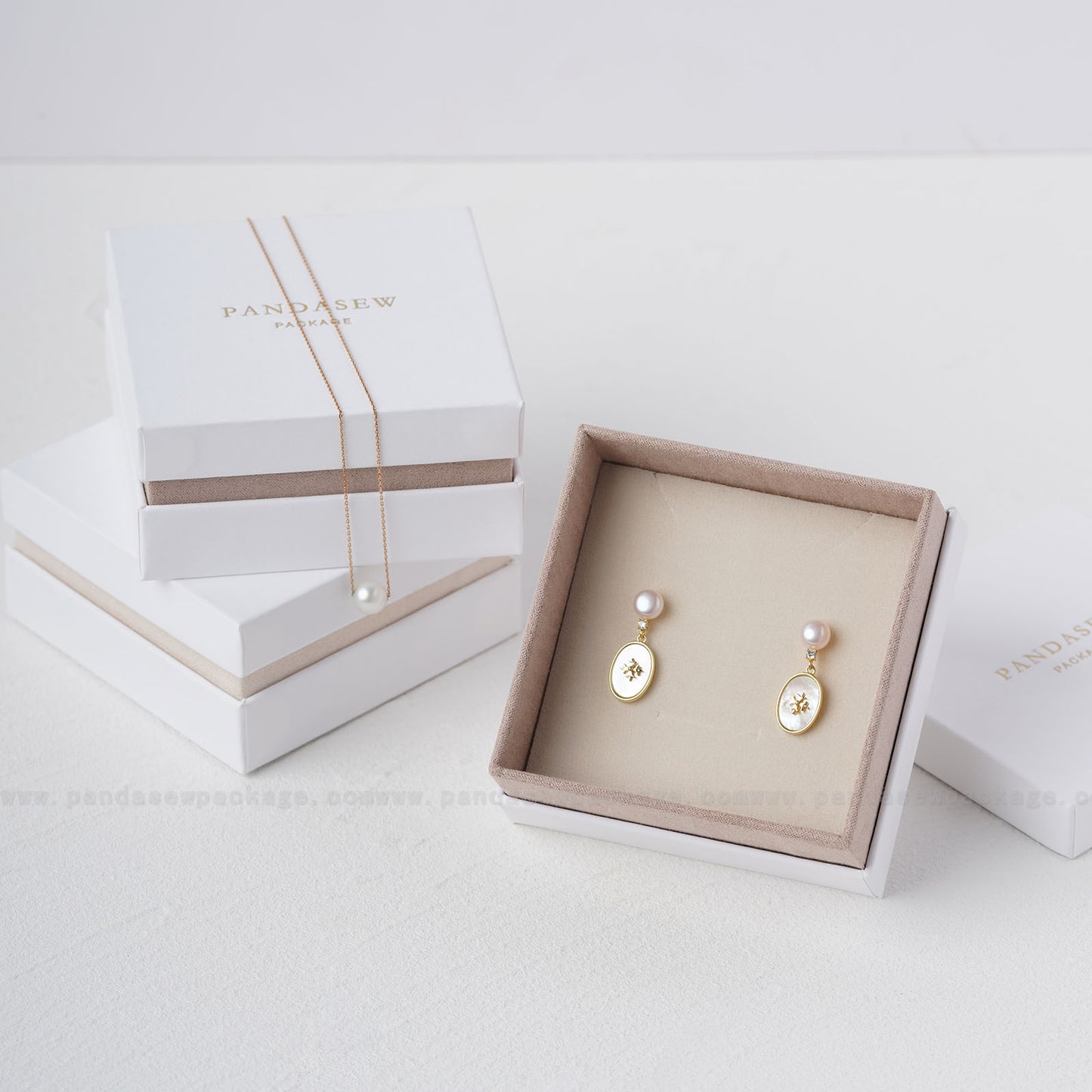 velvet covered jewelry box, lid and base paper box, deep thickness