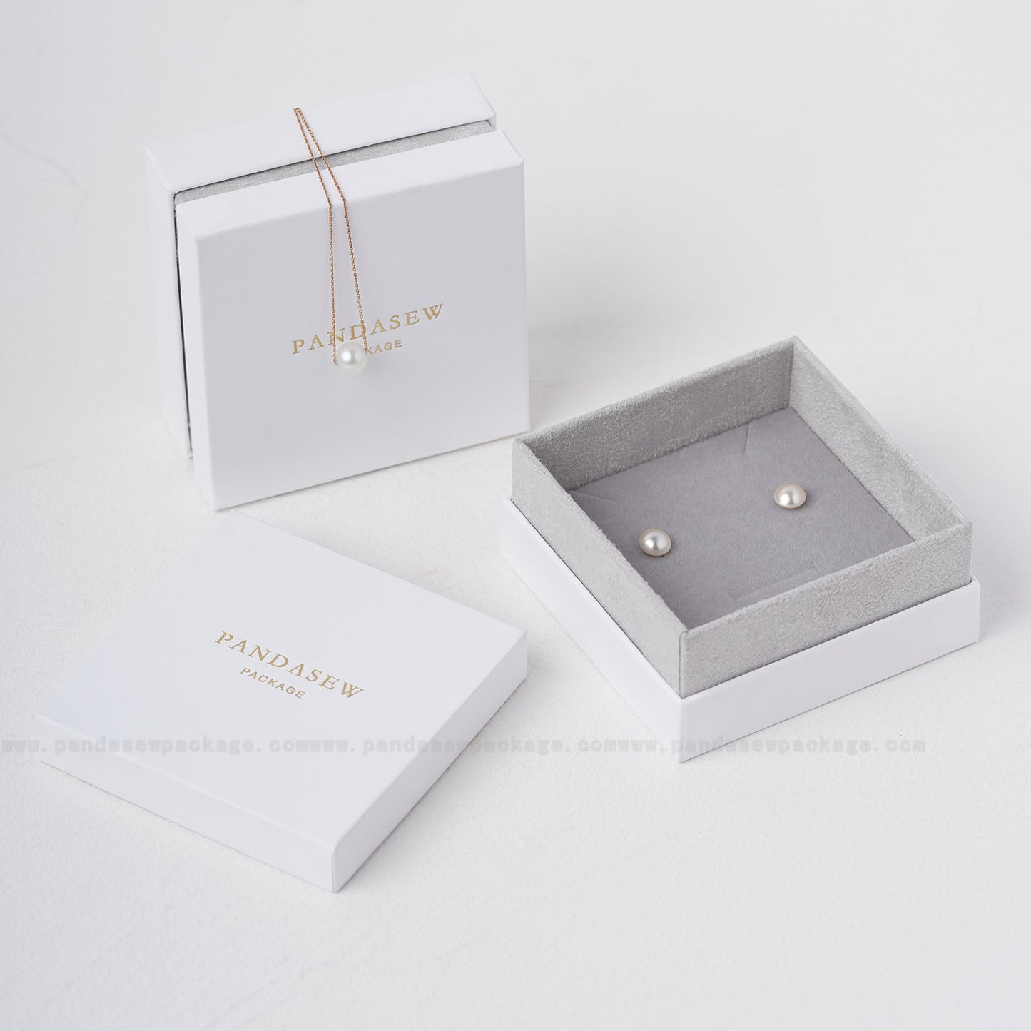 personalized luxury jewelry box, gray lid and base box