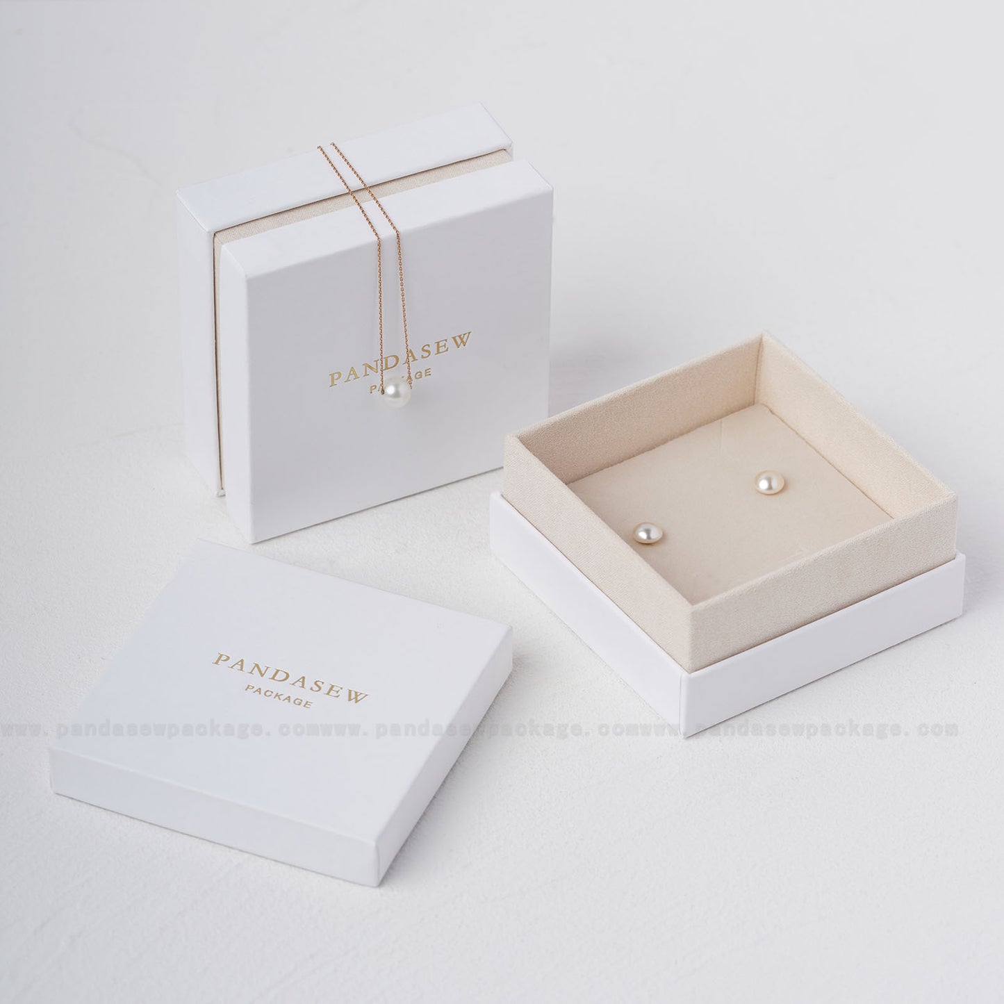 personalized luxury jewelry box, beige lid and base box