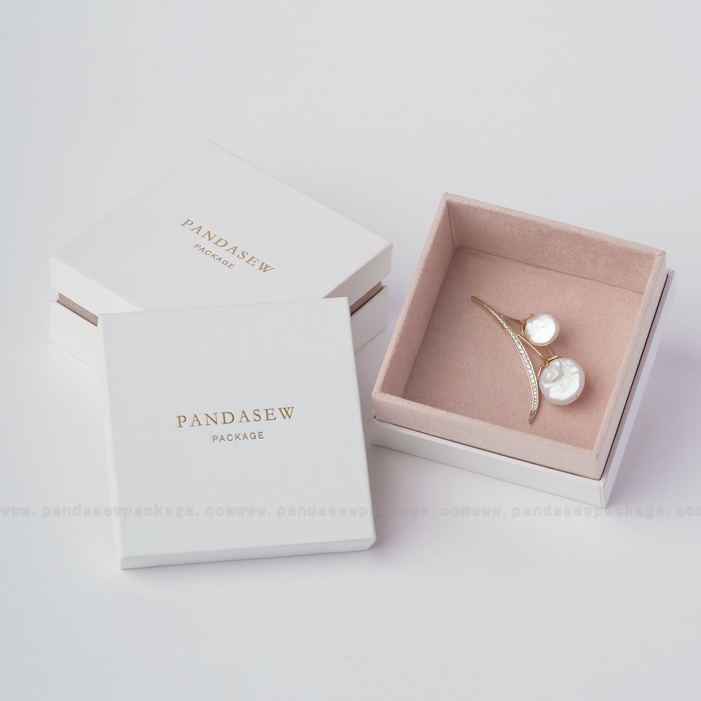 Custom design Pink velvet jewelry box, hairpin/brooch/chain gift box for women