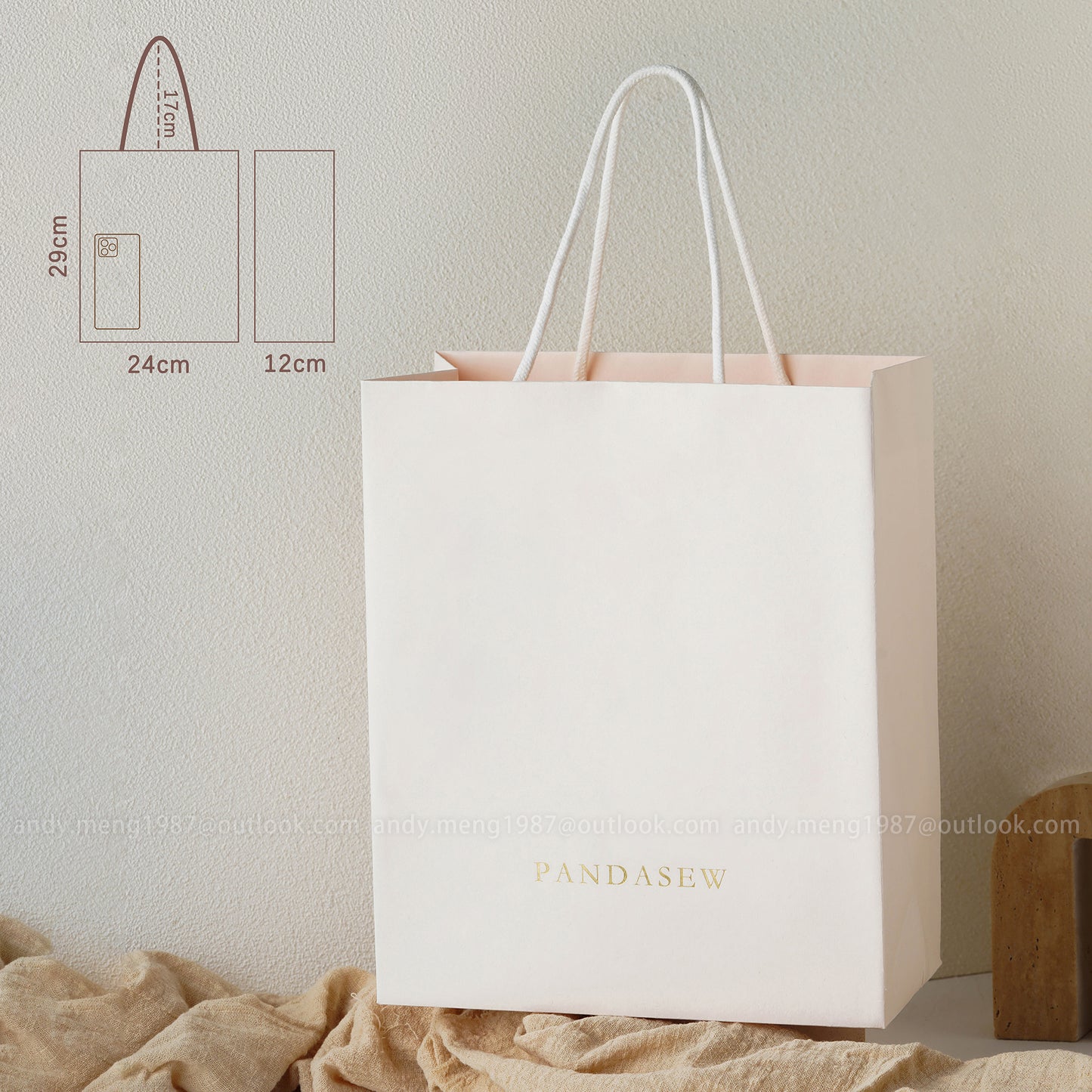 ivory kraft paper bags large bag 24x29cm