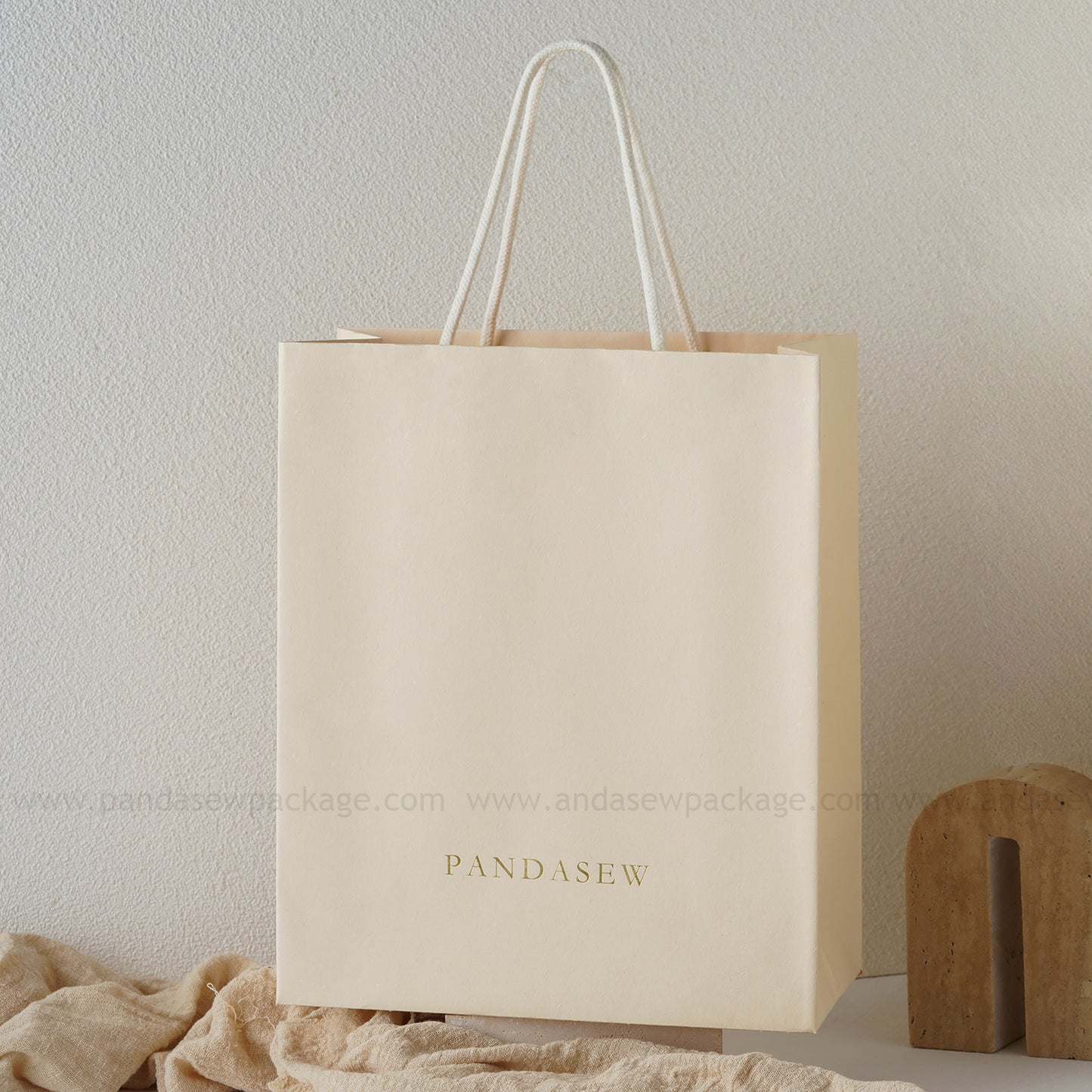 beige paper gift bag large size