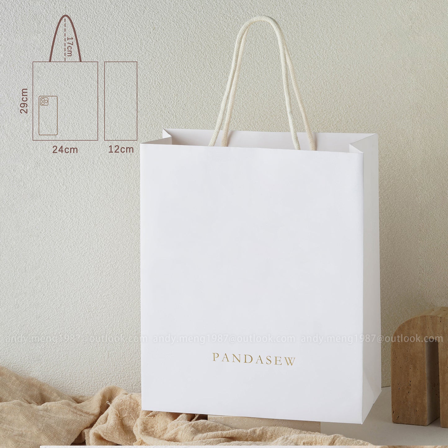white kraft paper bags large bag 24x29cm