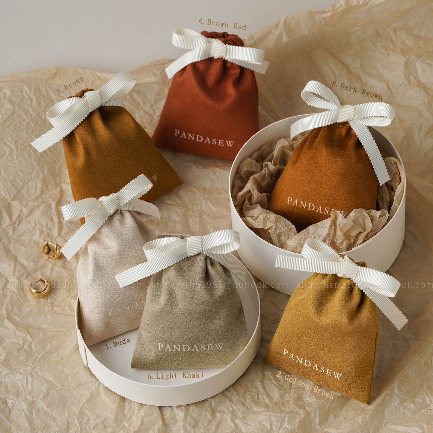 customized drawstring bag in brown tone, adorable to store accesories