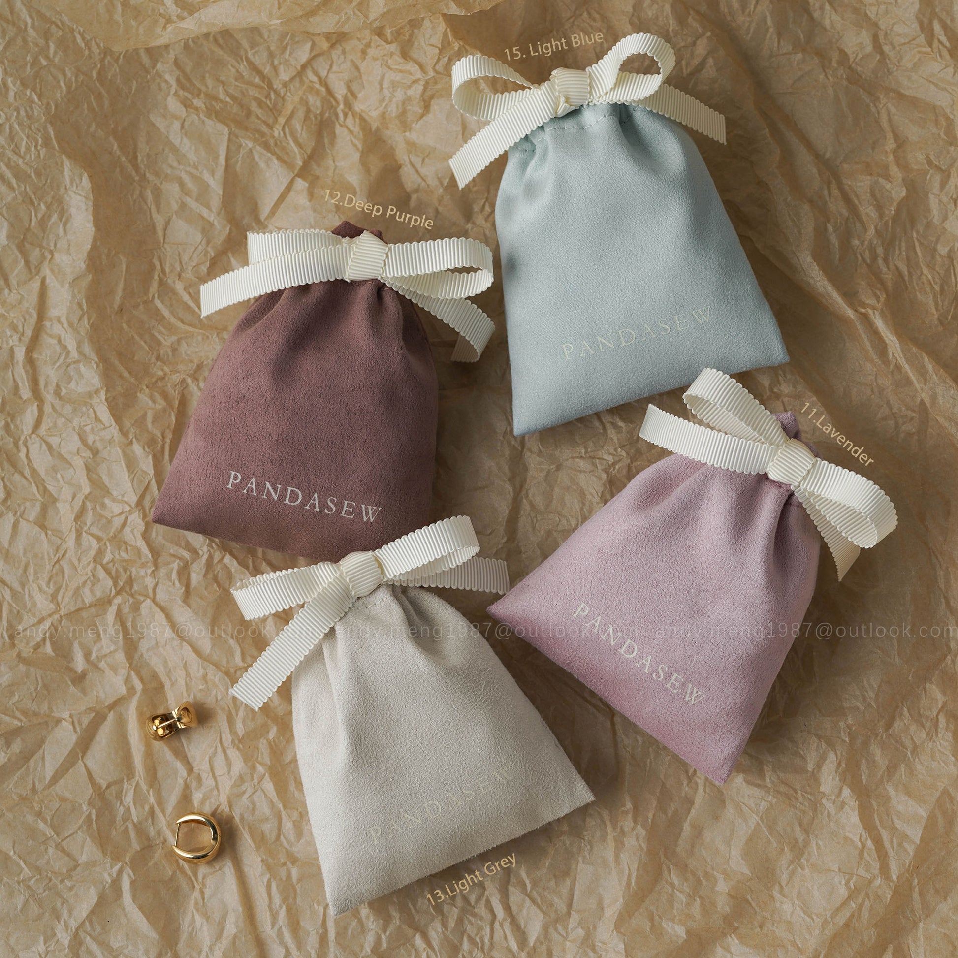 High-end logo printed retail bag in purple, pandasew custom gift bag