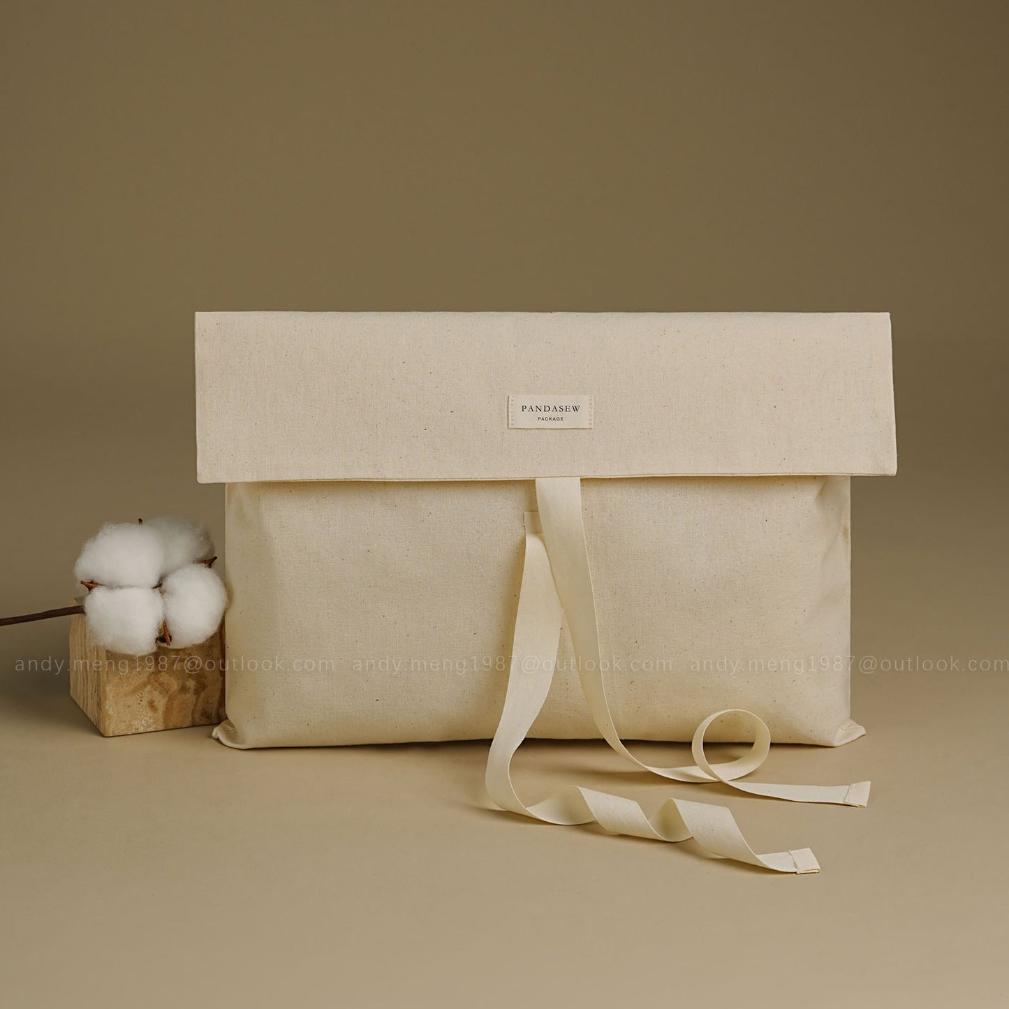 50pcs Beige Cotton Flap Bag double Layers envelope Bag with wide String & tag Handmade Package Bag,Cloth,Storage Bag Customize HBM-501