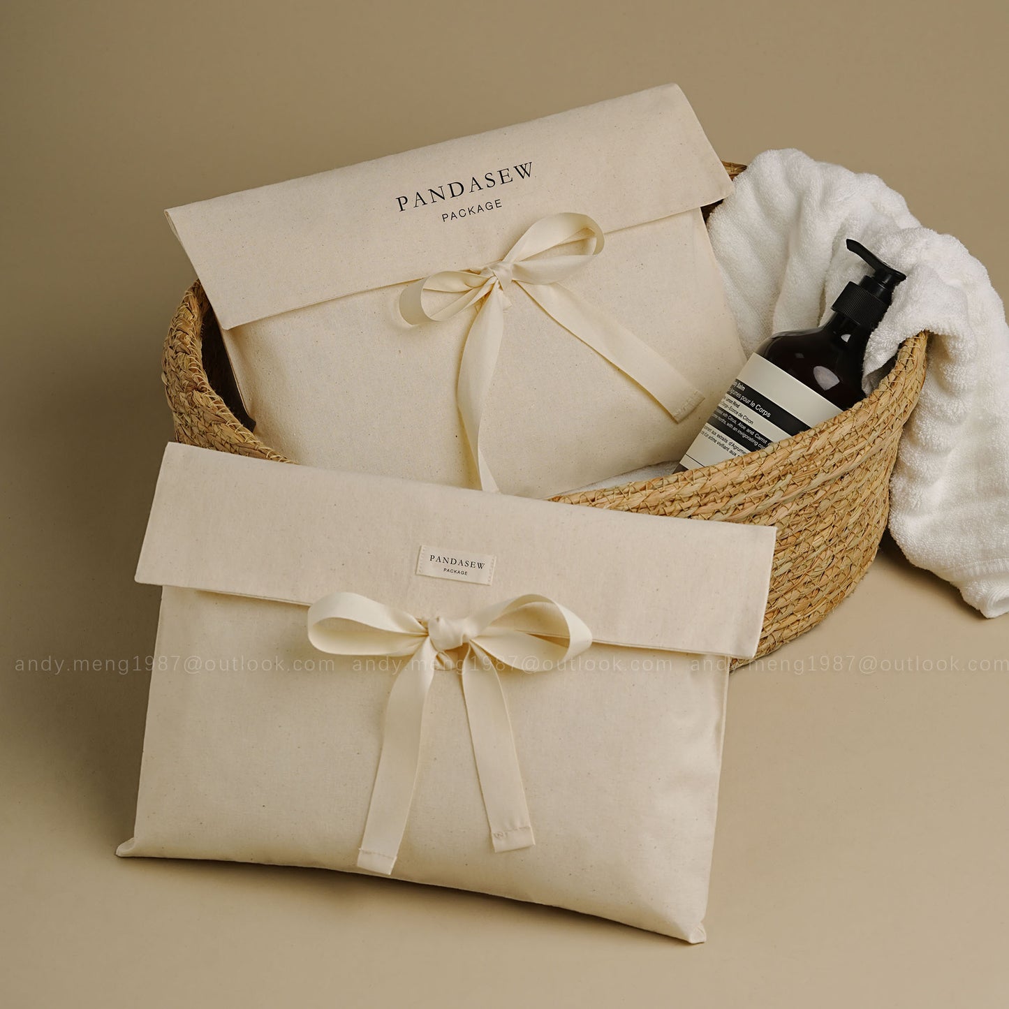 50pcs Beige Cotton Flap Bag double Layers envelope Bag with wide String & tag Handmade Package Bag,Cloth,Storage Bag Customize HBM-501