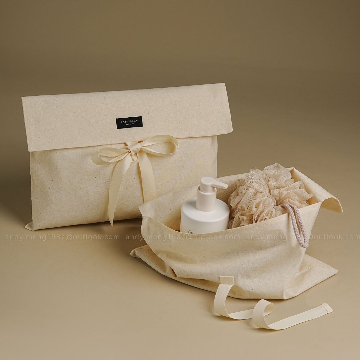50pcs Beige Cotton Flap Bag double Layers envelope Bag with wide String & tag Handmade Package Bag,Cloth,Storage Bag Customize HBM-501