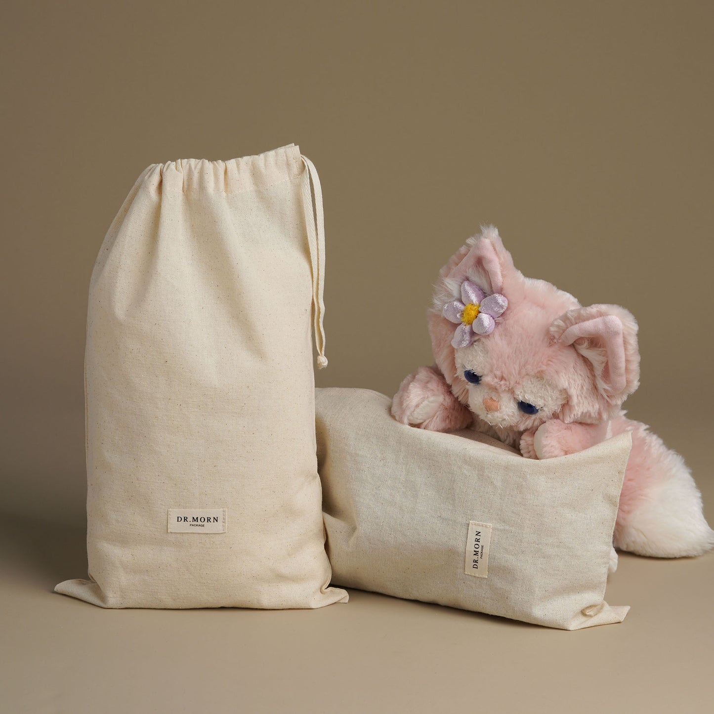 50pcs Beige Cotton Drawstring Bag Custom Logo Shoes Bags Dust bagHBM-103