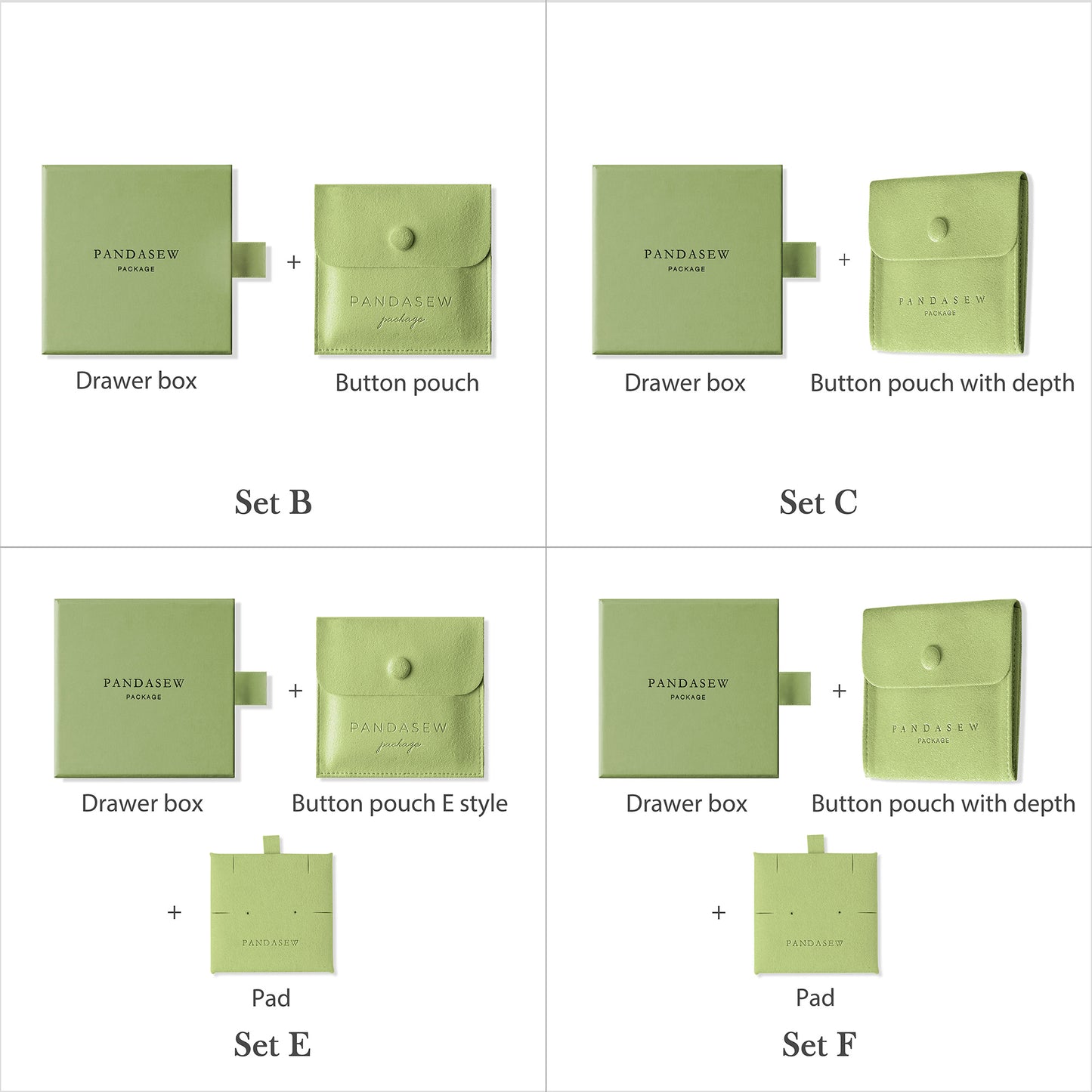 custom green jewelry box with pouch set