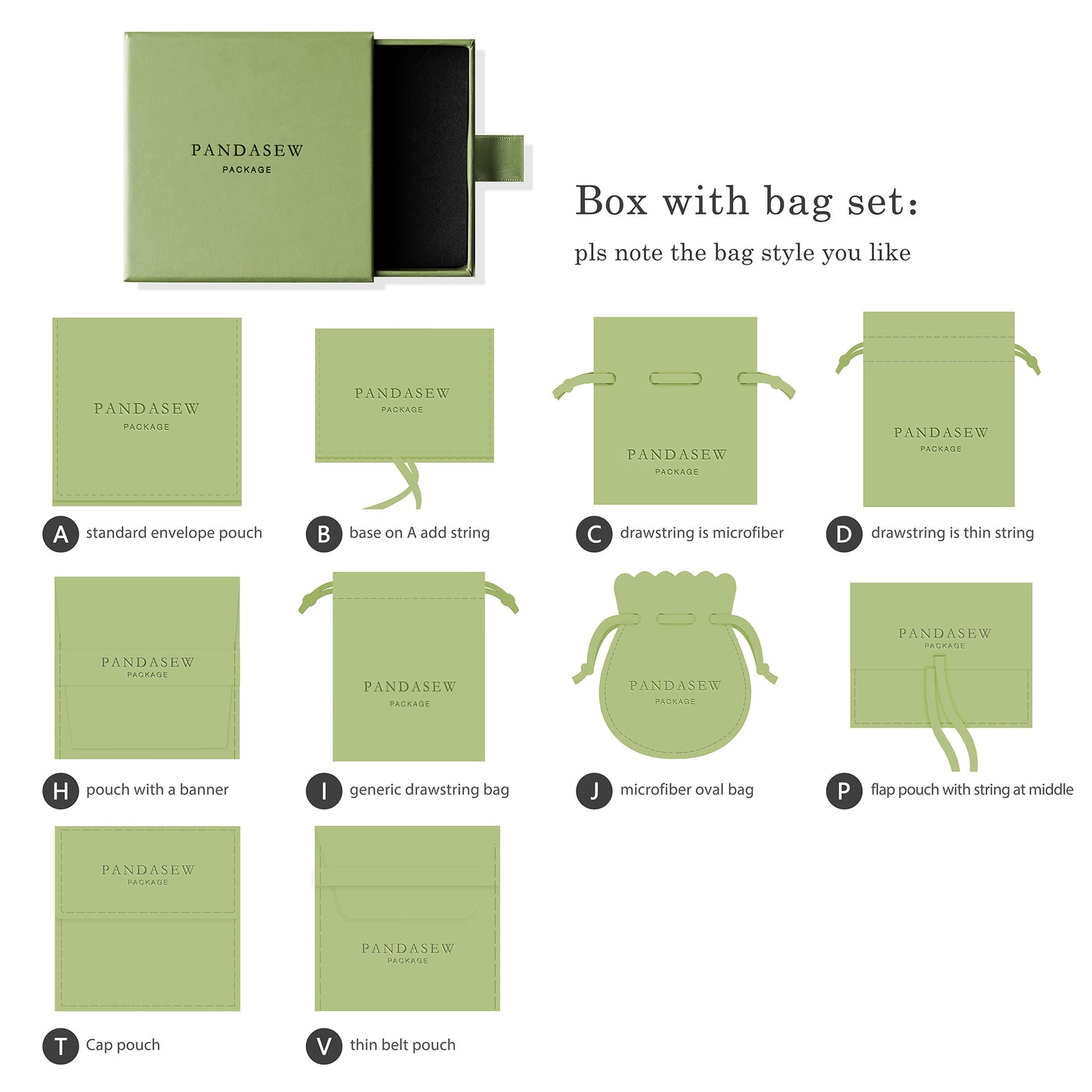 custom green jewelry box with pouch set