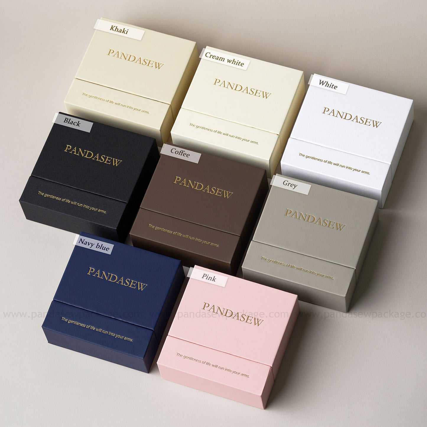 50pcs 9x9x3.5cm jewelry packaging custom jewellery box print logo, chic drawer box for necklace ring, Pandasew high texture cardboard box BX-150