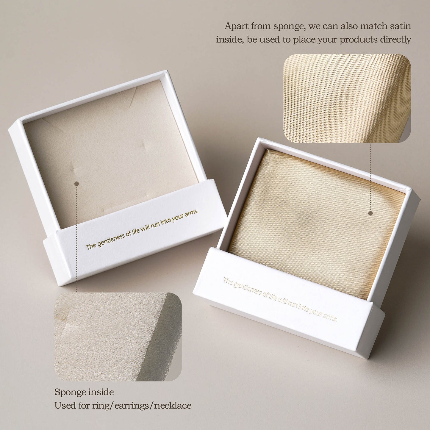 50pcs 9x9x3.5cm jewelry packaging custom jewellery box print logo, chic drawer box for necklace ring, Pandasew high texture cardboard box BX-150