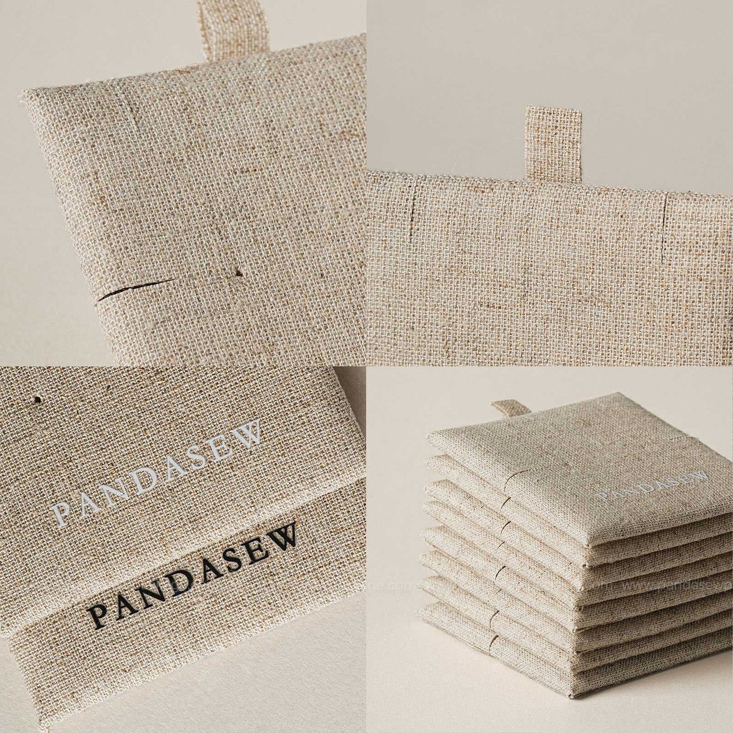 50 sets linen bags with pads set, jewellery packaging ideas custom earring necklace bracelet package ZH-155